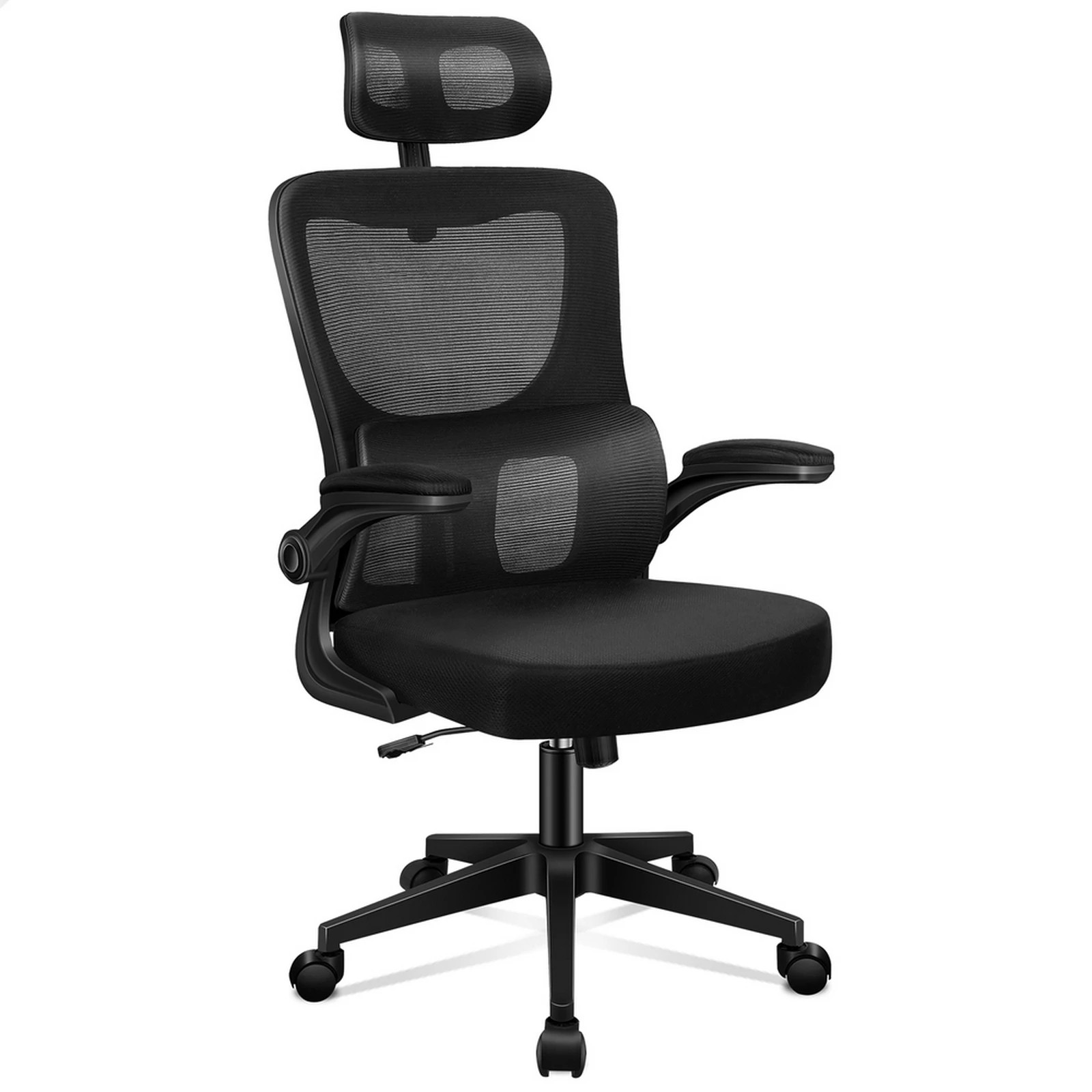 1 Alfordson Mesh Office Chair Executive Computer Fabric Seat Racing Tilt Work - Black, 1 of 10