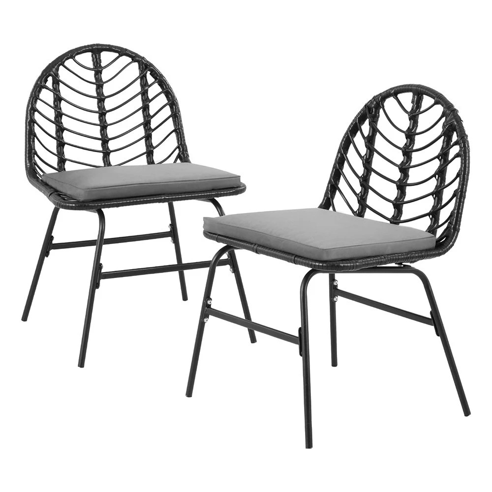 1 Gardeon 2x Outdoor Chairs Dining Chair Lounge Wicker Patio Furniture - Black, 1 of 6