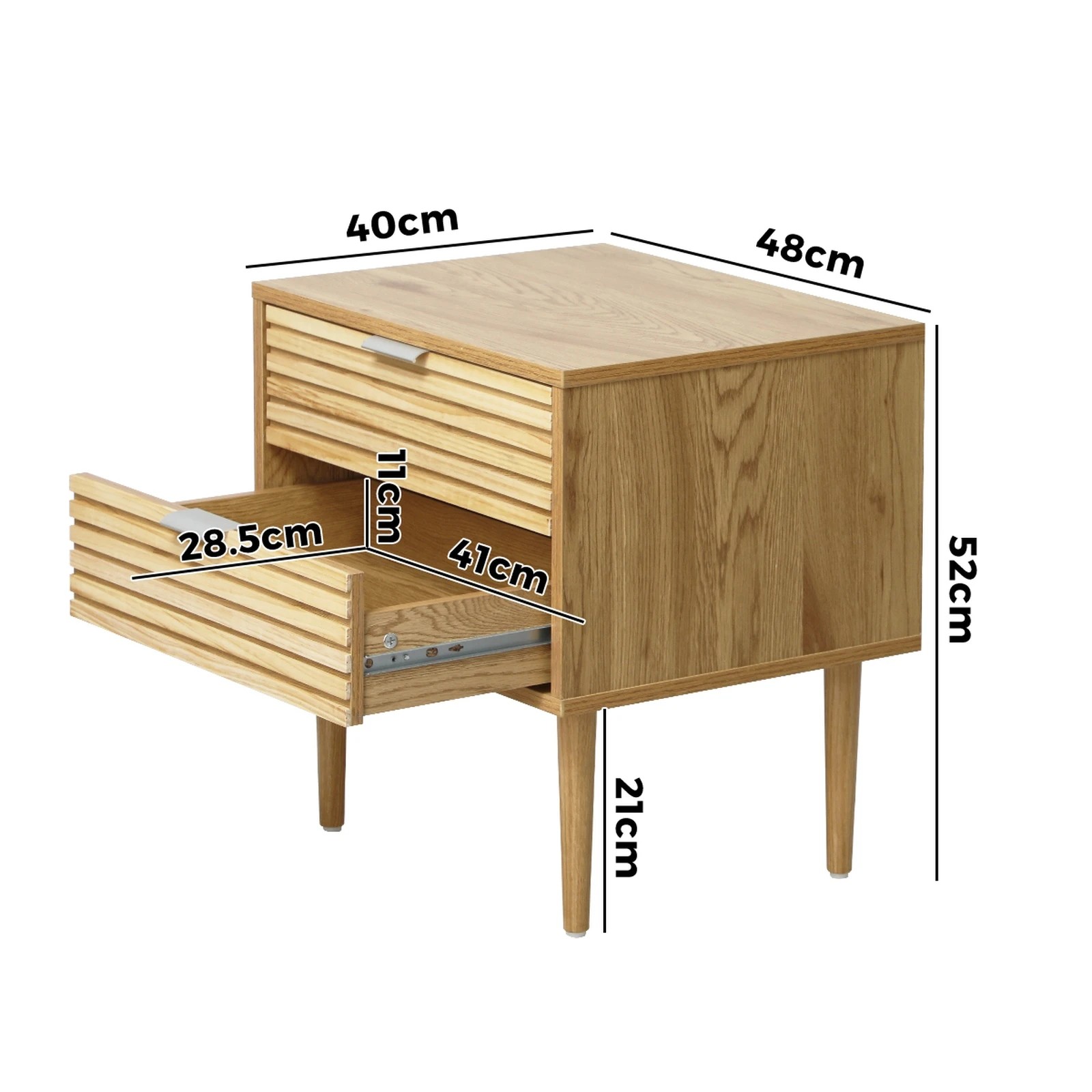 2 Oikiture Bedside Table 2 Drawers Side Table Cabinet Metal Handle - Natural, 2 of 8