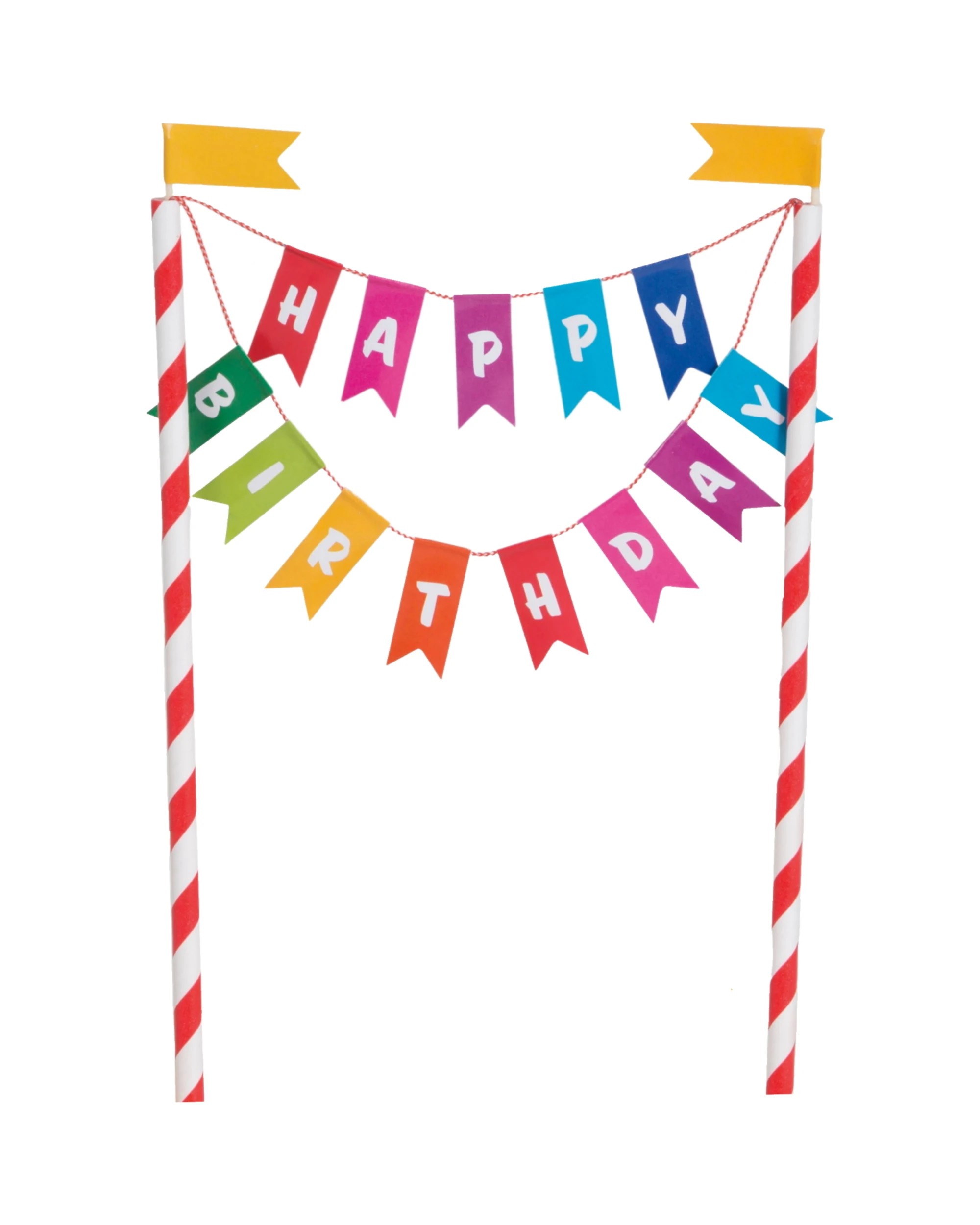 1 Unique Rainbow Ribbons Happy Birthday Bunting Cake Topper - Multi, 1 of 3