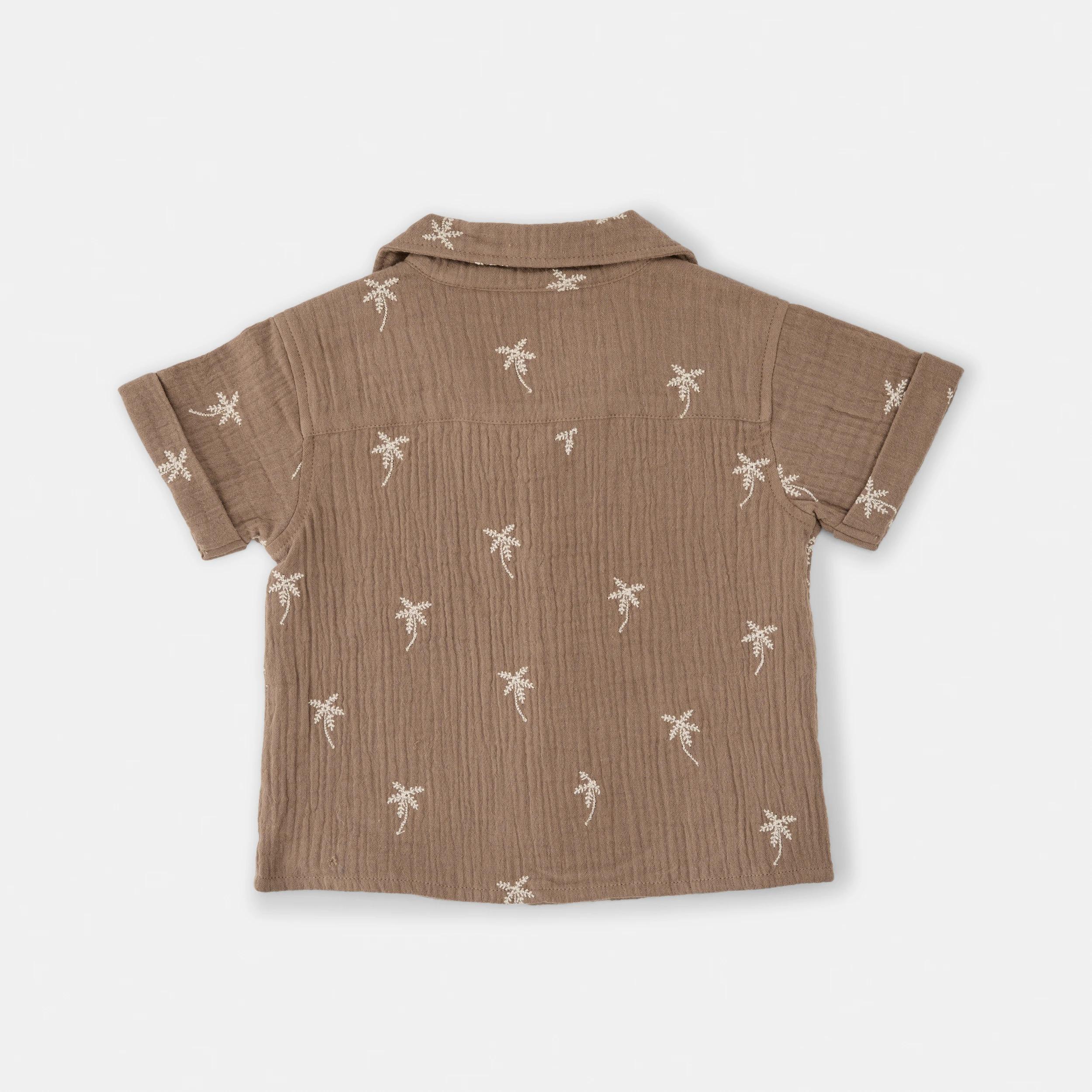 2 Short Sleeve Woven Shirt Brwn Plm, 2 of 3
