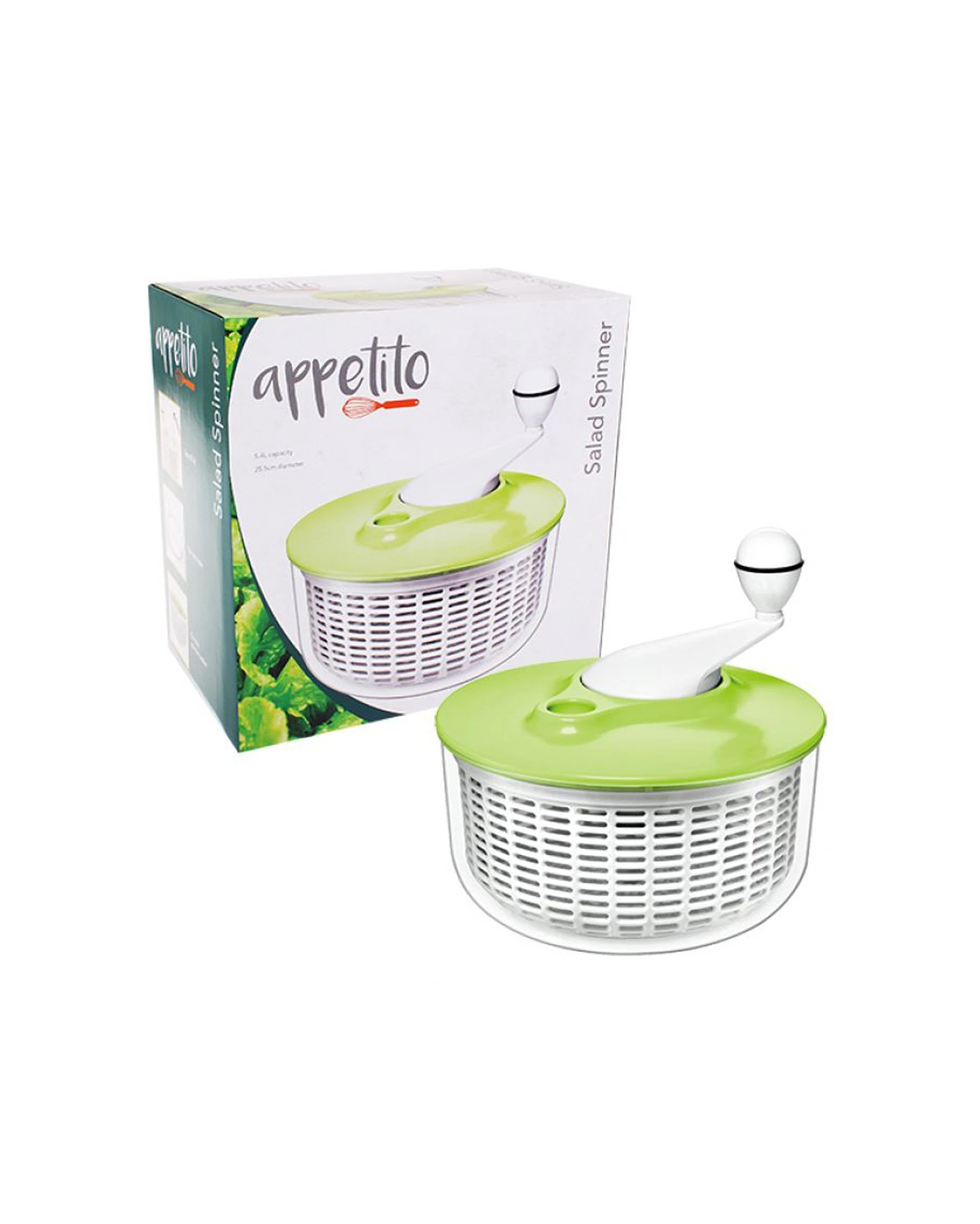 3 Appetito Salad Spinner 5.4 litres 25.5cm Green - Green, 3 of 3