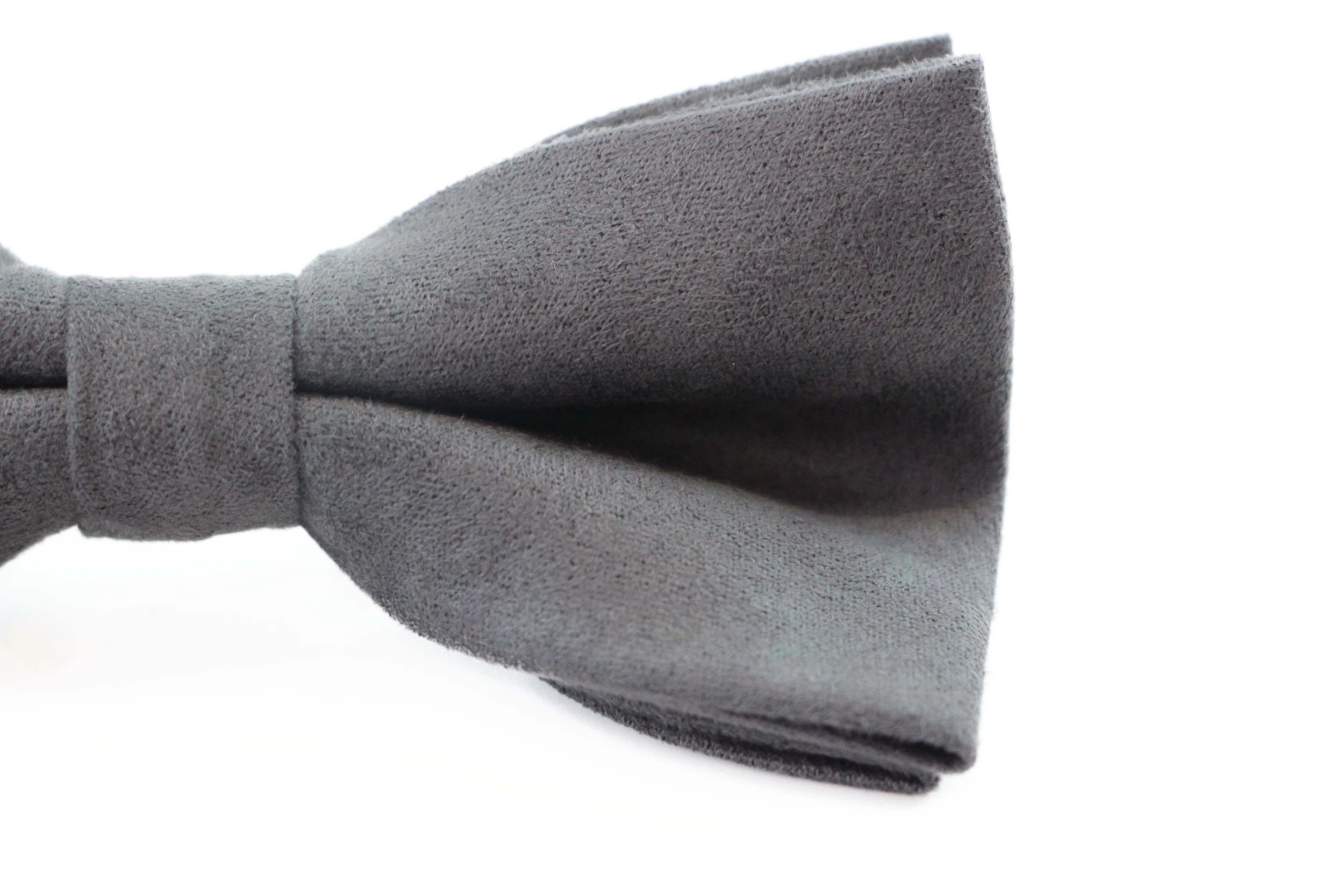 3 Zasel Mens Grey Velvet Plain Colour Bow Tie - Grey, 3 of 4