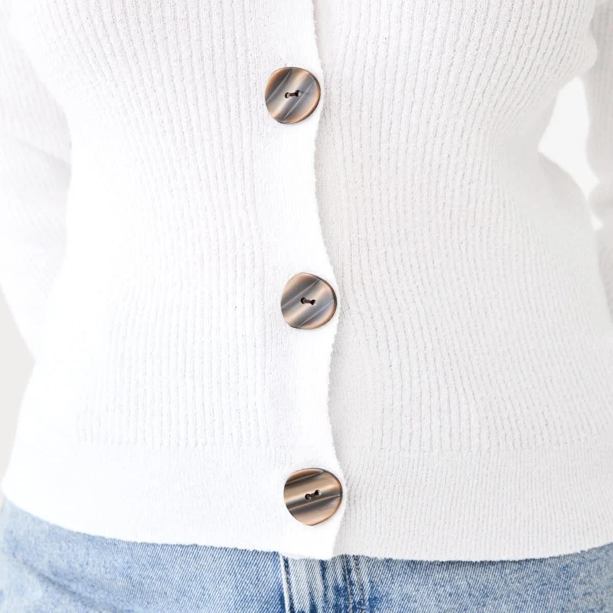 6 Textured V-Neck Cardigan WHITE, 6 of 6