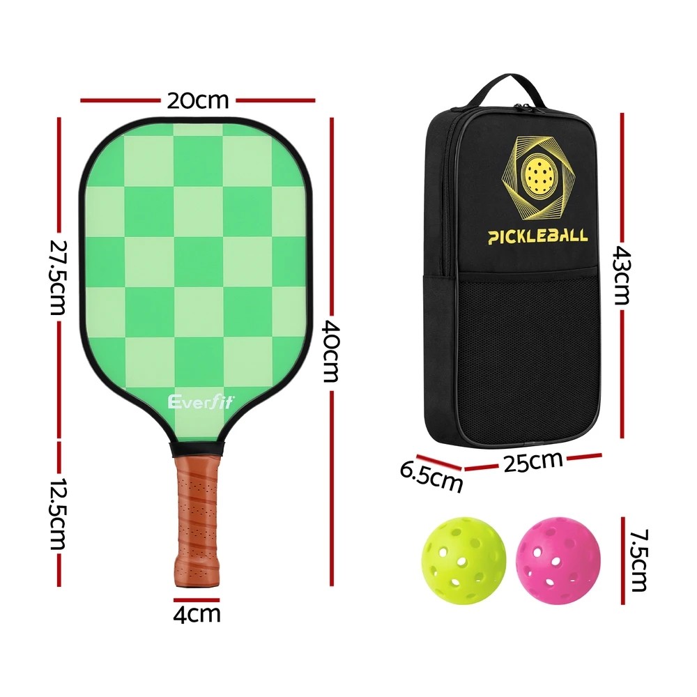 2 Everfit Pickleball Paddle Set Fiberglass with Balls Bag Tournament Kit 2PCS Pickle - Multi, 2 of 6