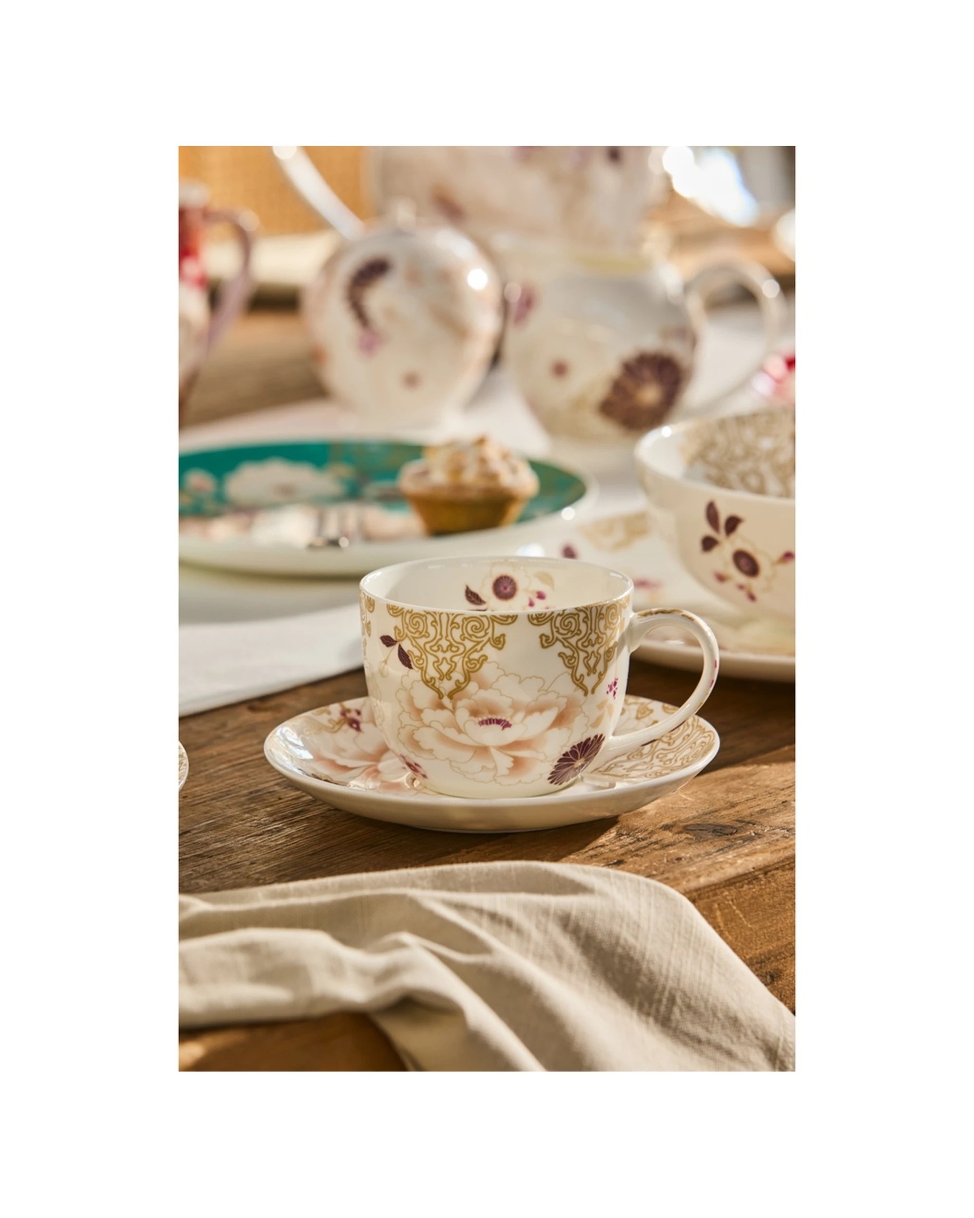 3 Maxwell And Williams Kimono Cup Saucer Fine Bone China Gift Boxed 300ml - White, 3 of 3