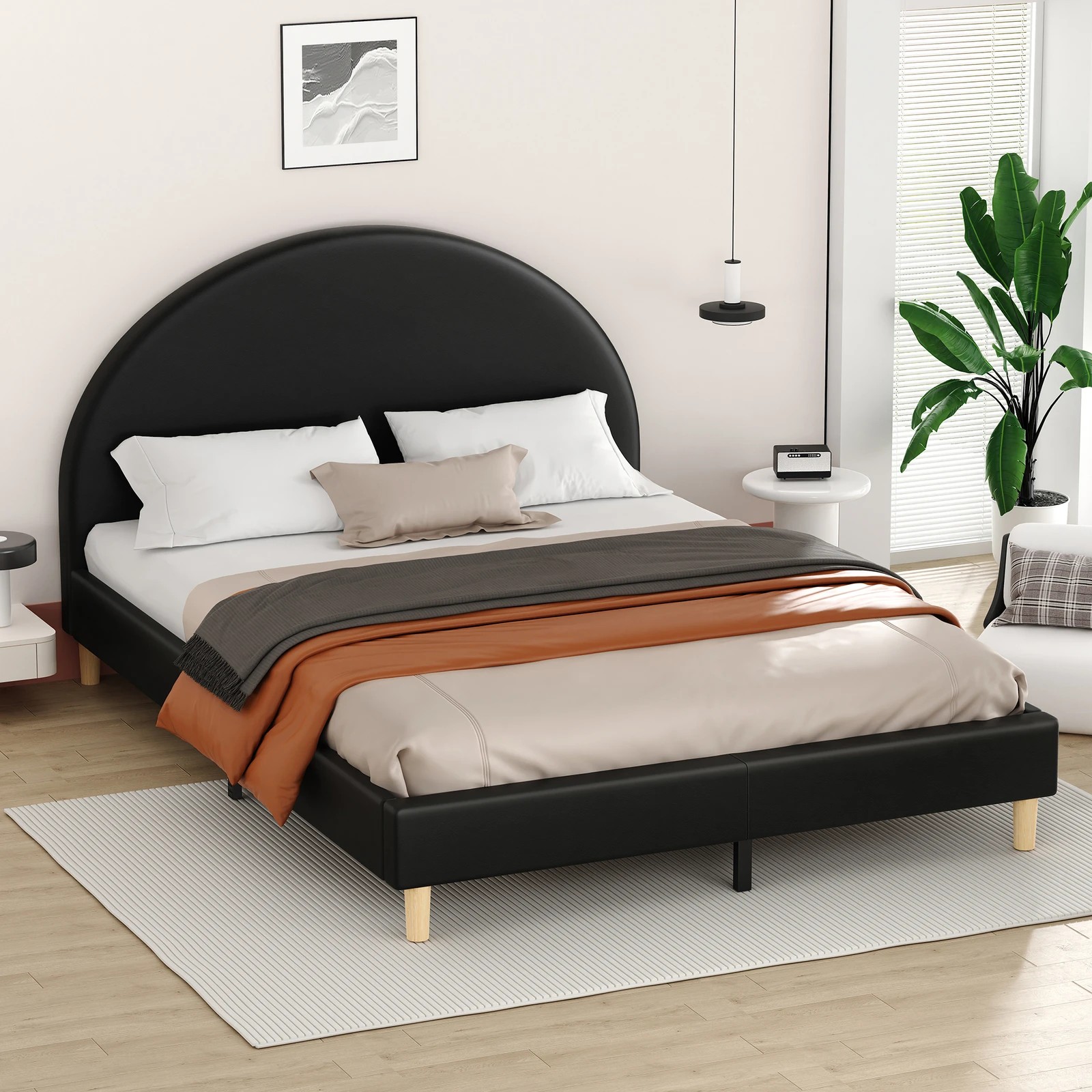 7 Alfordson Bed Frame King Size Mattress Base Platform Leather Calla - Black, 7 of 10