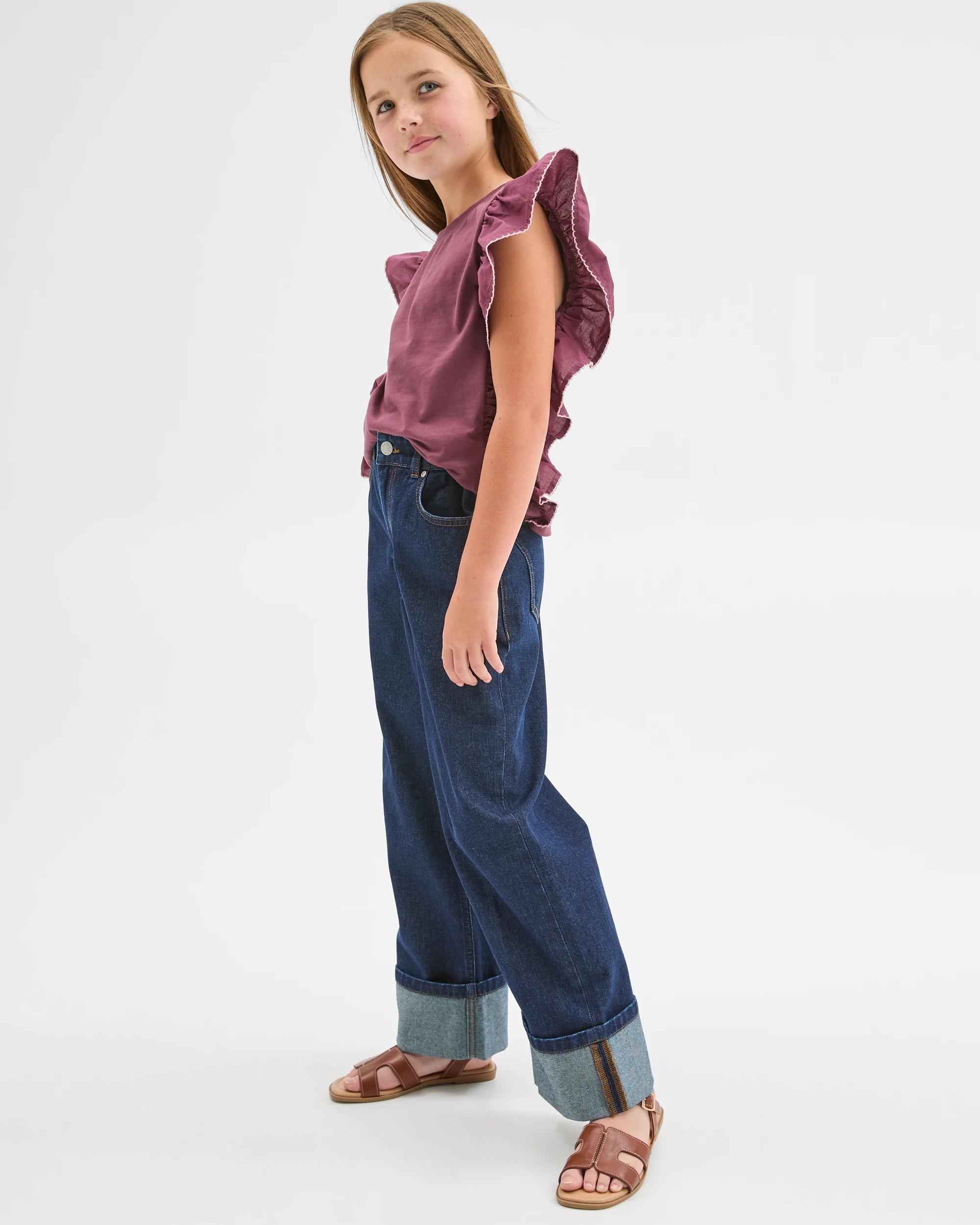 3 Target Denim Wide Leg Cuffed Denim Jeans INDIGO, 3 of 6