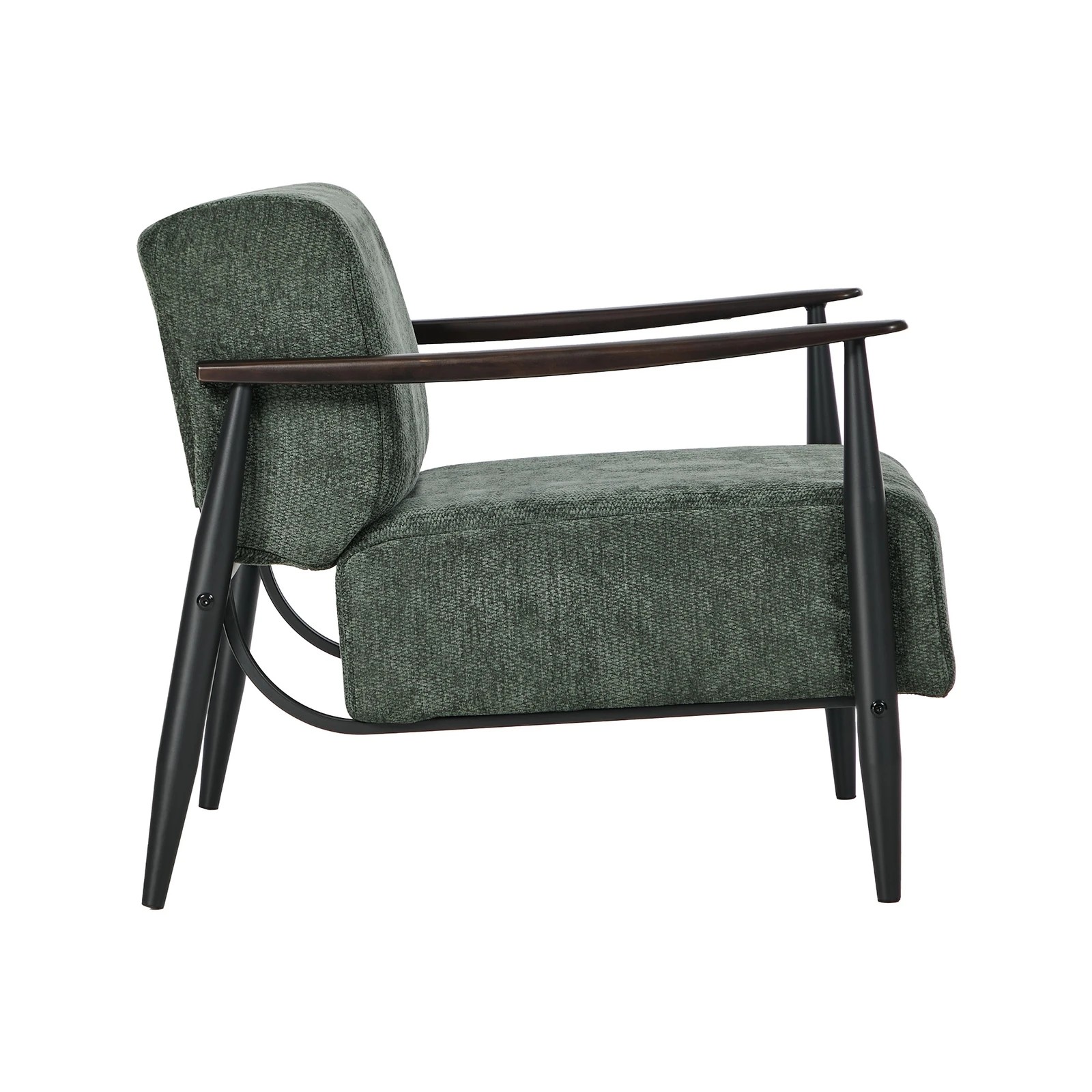 9 Oikiture Wooden Armchair Lounge Sofa Chair Fabric Accent Armchairs - Green, 9 of 10