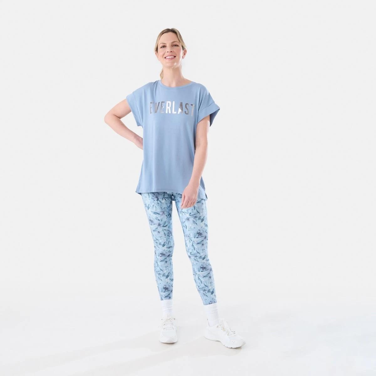 6 Everlast Womens Relaxed Longline T-shirt EVERLAST OASIS BLUE, 6 of 6