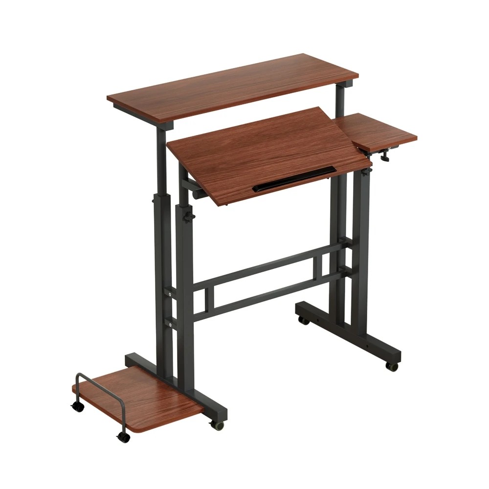1 Artiss Laptop Desk Table Adjustable Dark Wood 80CM - Brown, 1 of 8