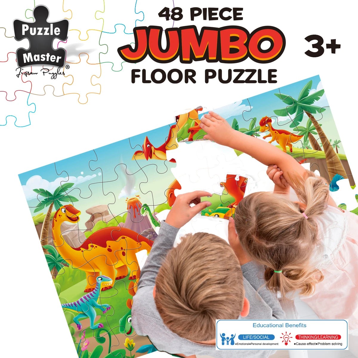3 Puzzle Master 48 Piece Jumbo Puzzle Dinosaur World, 3 of 5