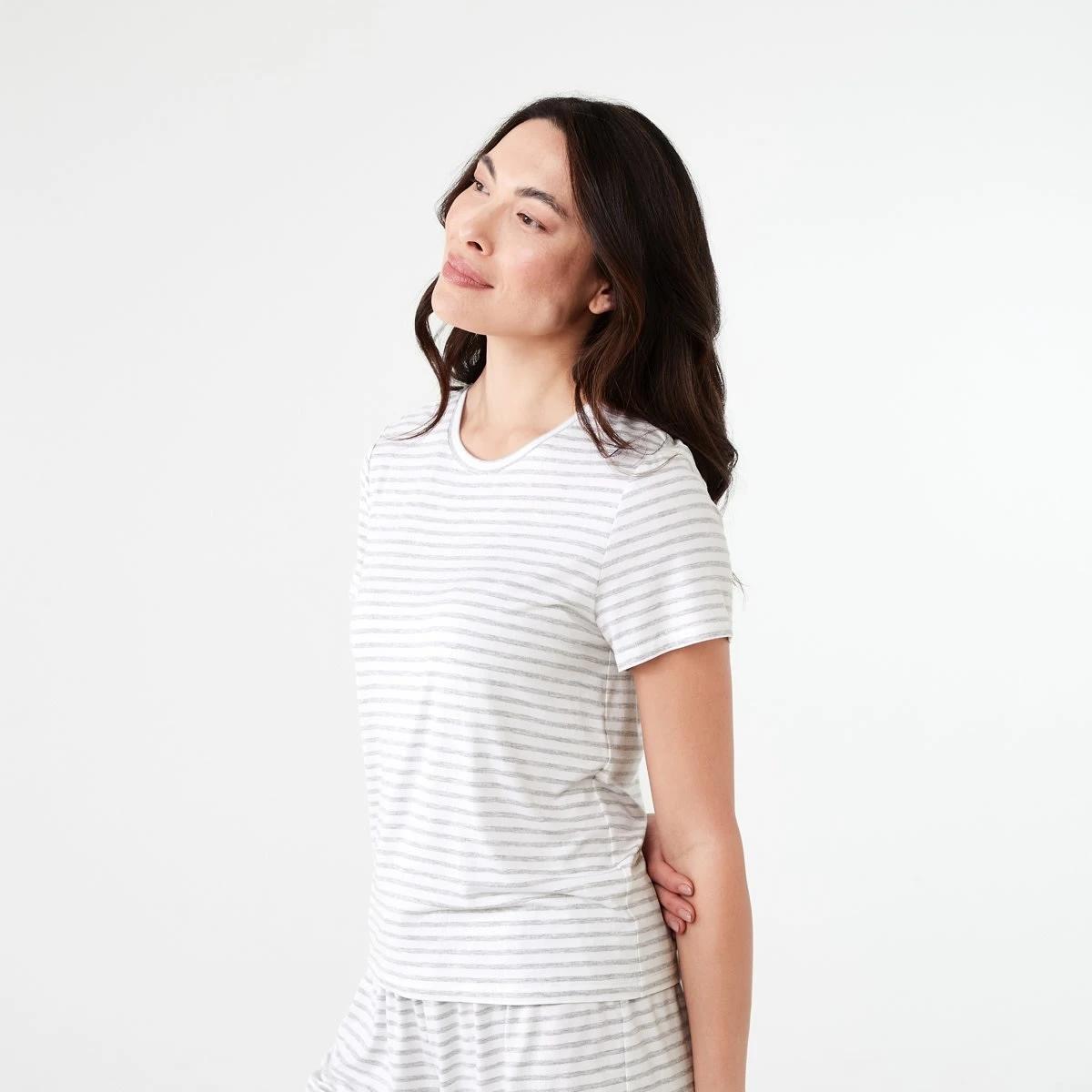 2 Viscose T-shirt MARLE STRIPE SILVER MARLE, 2 of 6