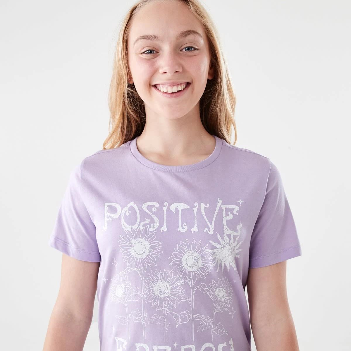 3 Short Sleeve Print T-shirt POSITIVE ENERGY PASTEL LILAC, 3 of 6