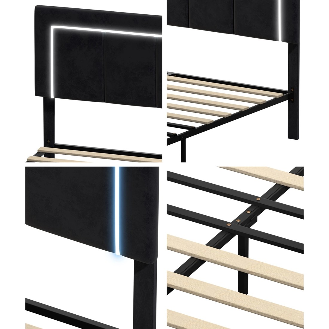 7 Oikiture LED Double Bed Frame With 4 Storage Drawers & Charging Station, 7 of 9