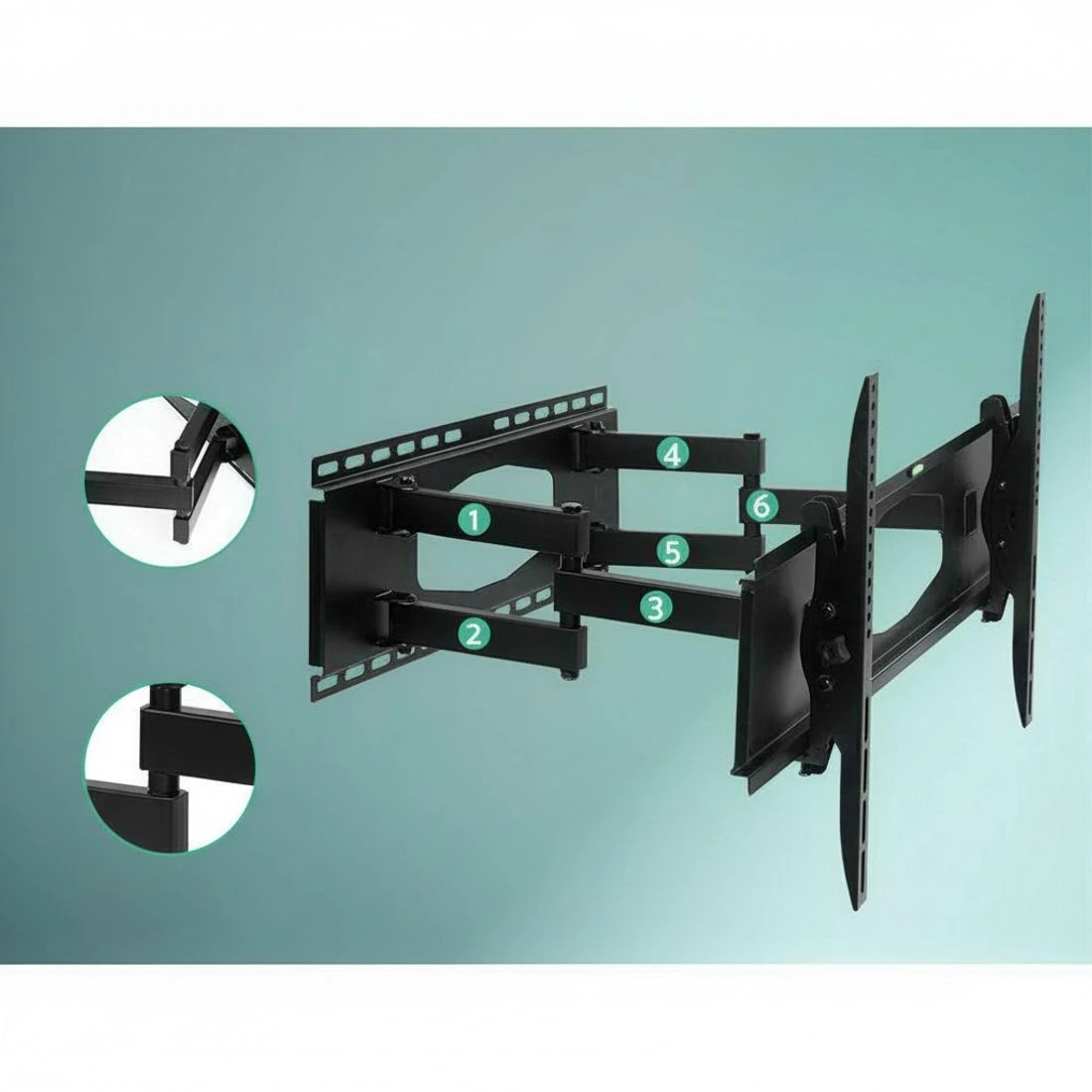 4 Artiss TV Wall Mount Bracket for 32"-80" LED LCD Full Motion Dual Strong Arms - Black, 4 of 6