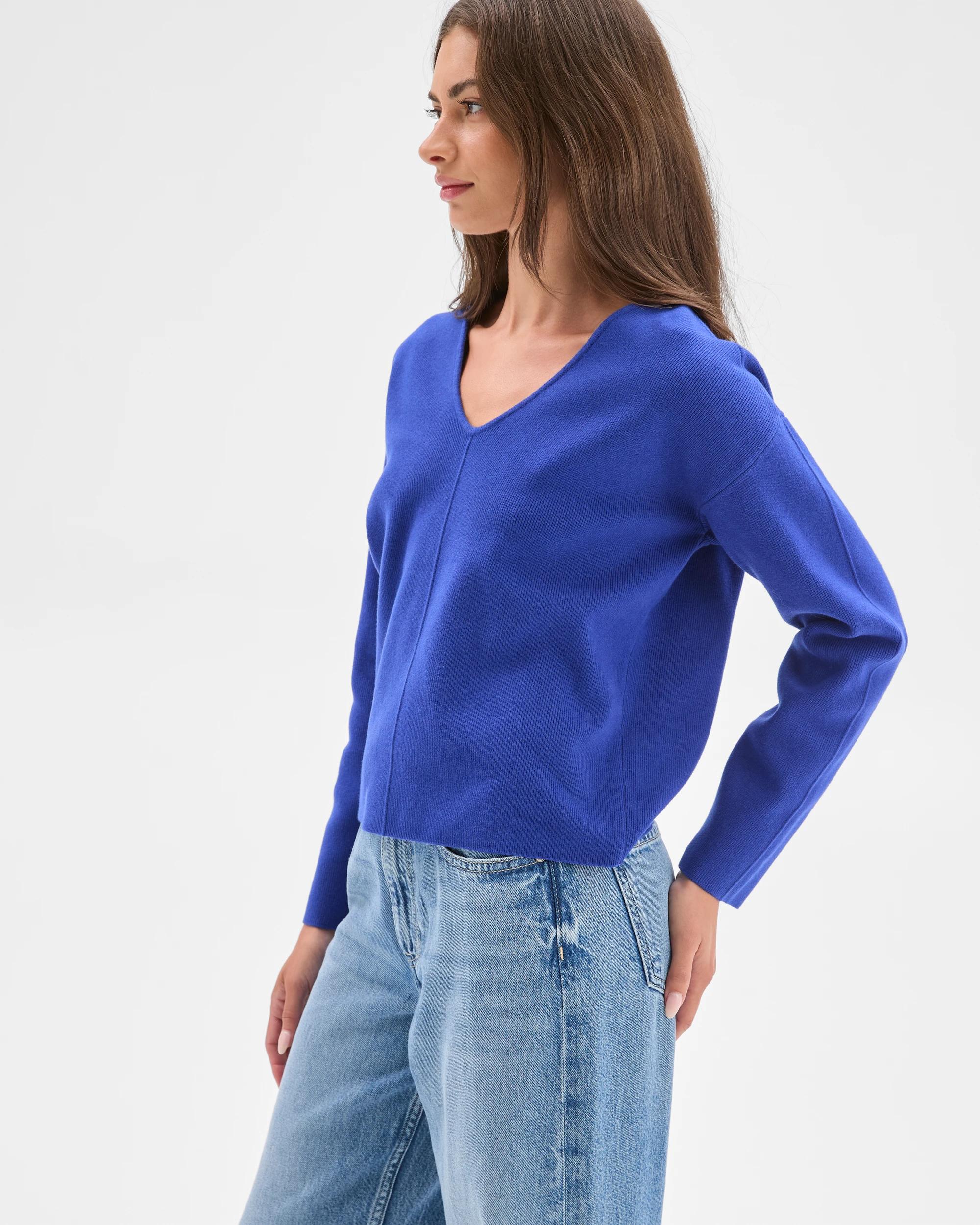 5 Target Petites Australian Cotton Blend Polished V-Neck Jumper COBALT BLUE, 5 of 7