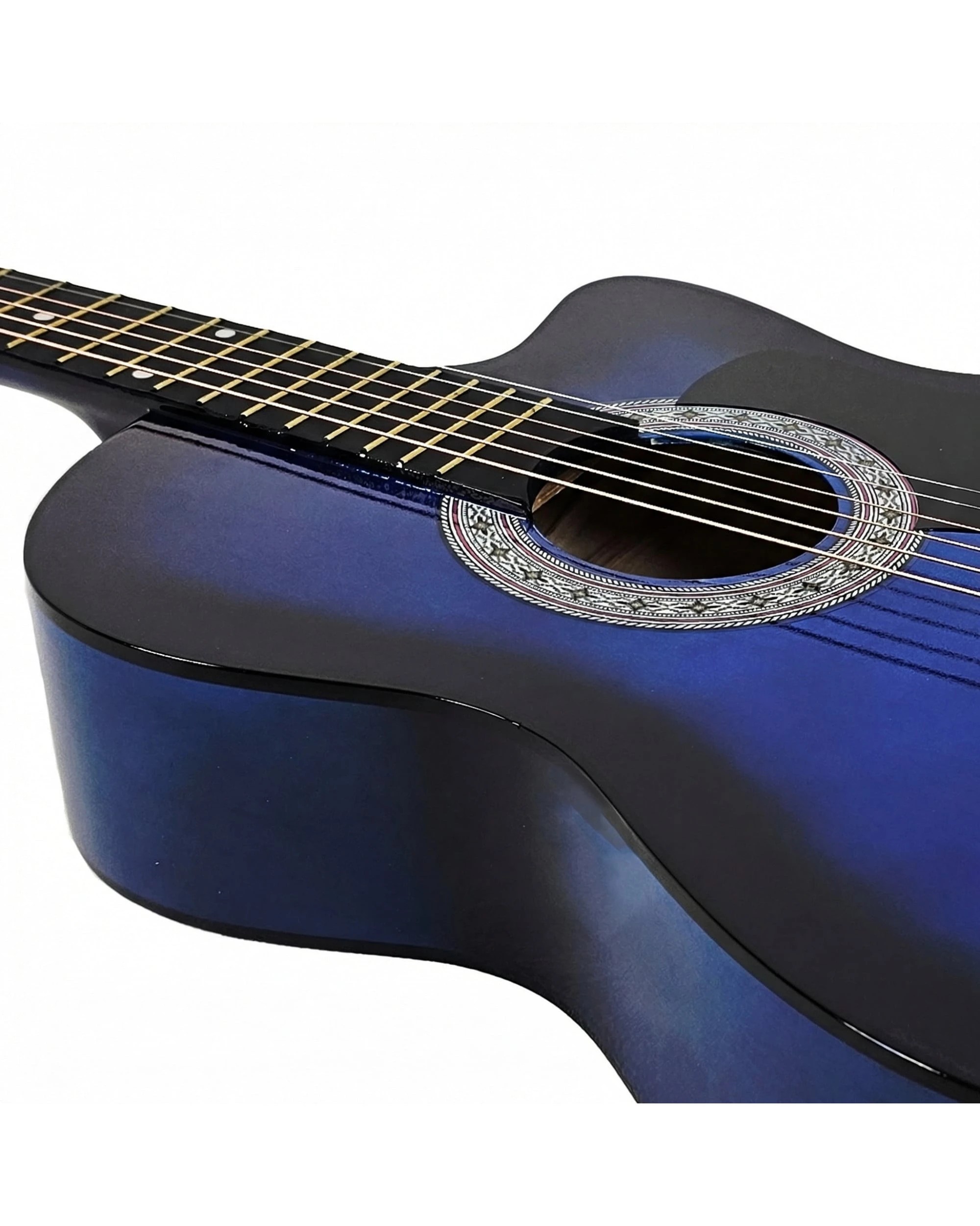 9 Karrera 38in Pro Cutaway Acoustic Guitar with Bag Strings in Blue Burst, 9 of 10