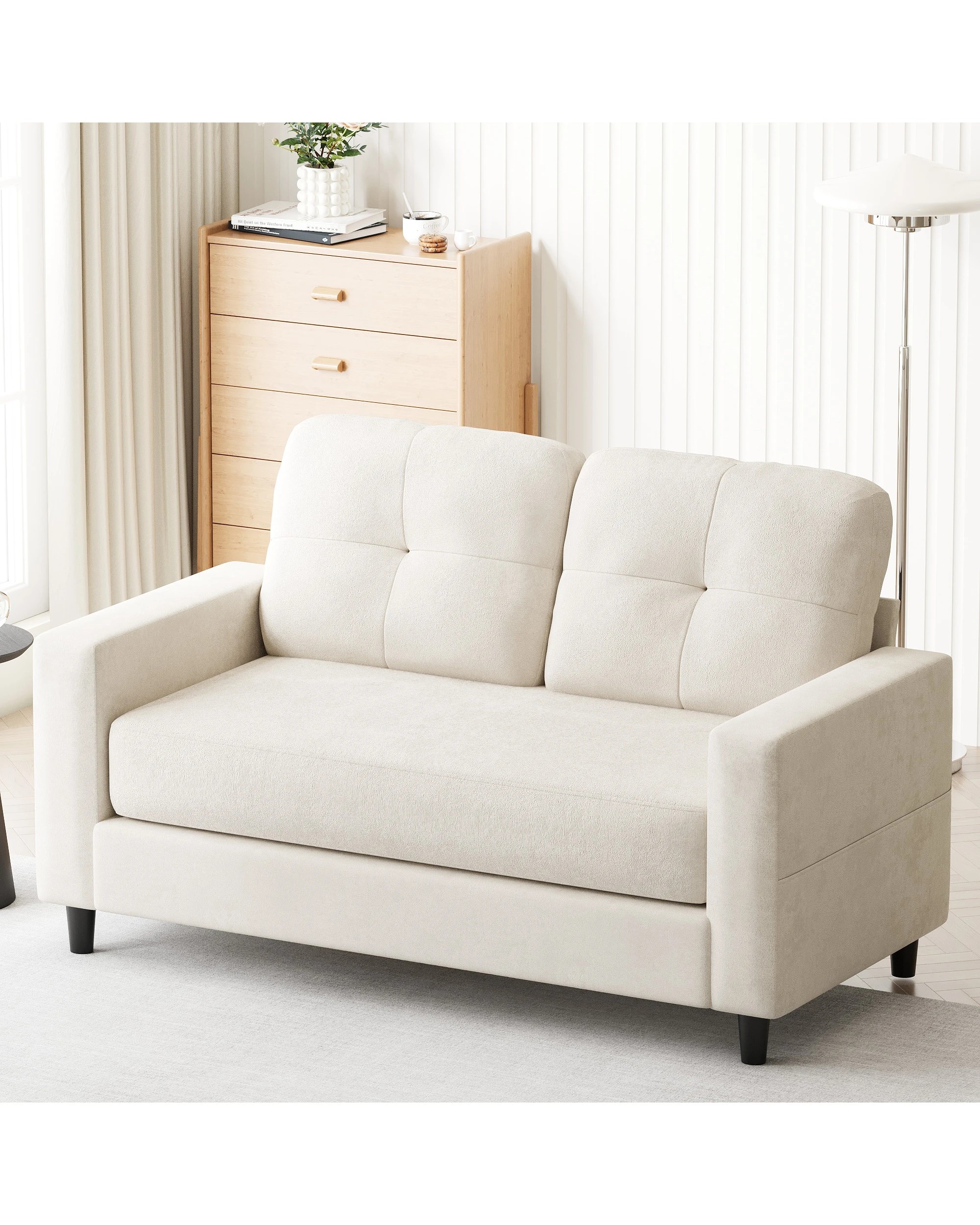3 Advwin  Sofa 132cm Love Seat Linen Fabric Small Loveseat Couch, 3 of 3