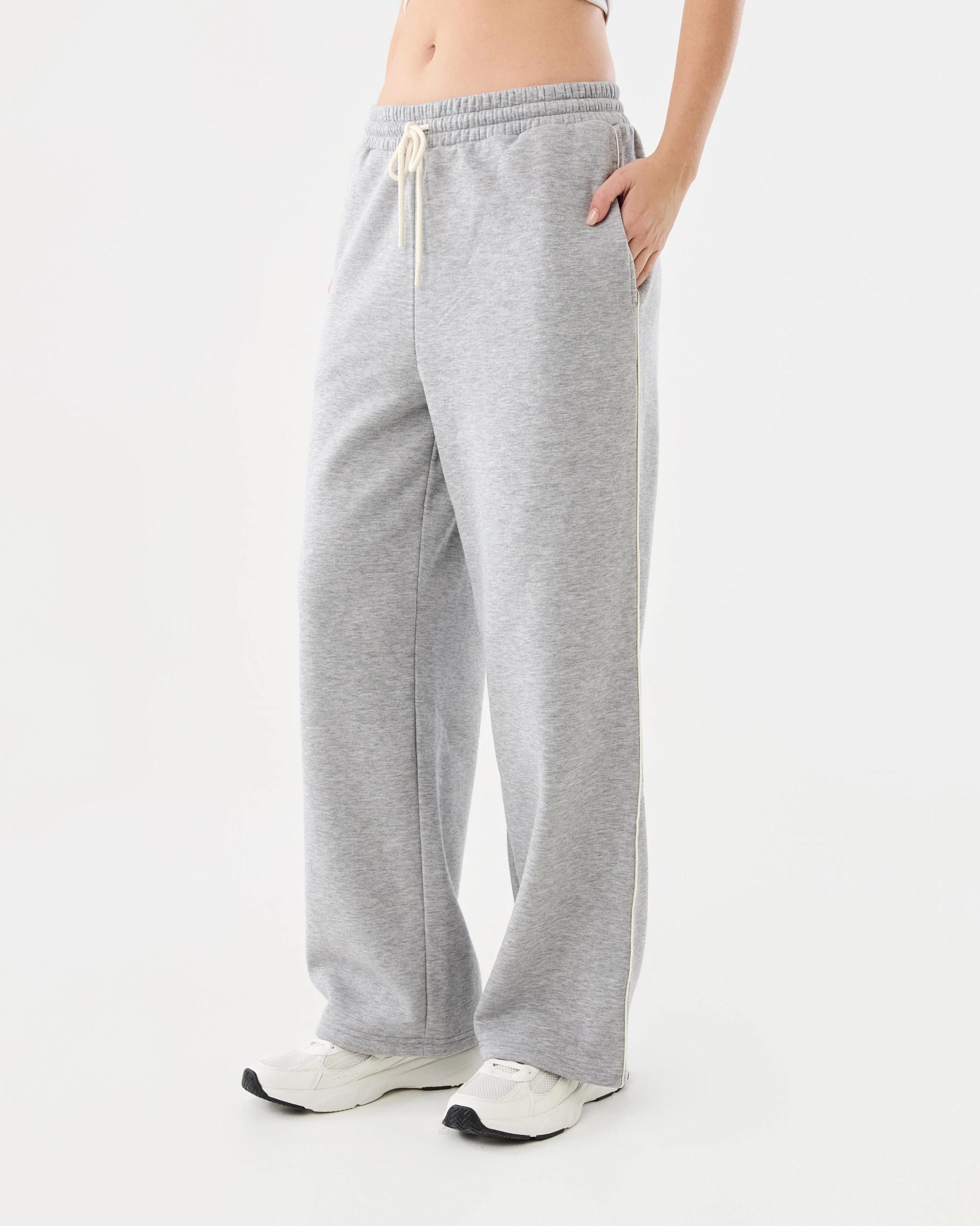 2 Piping Wide Leg Trackpants Grey Marle, 2 of 7