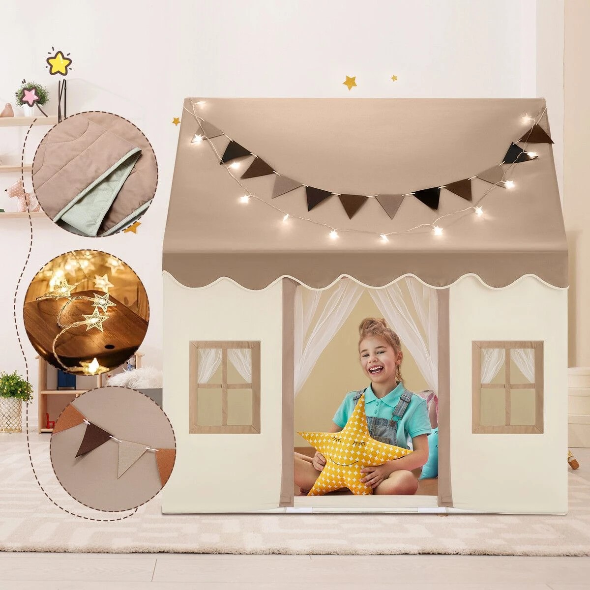 3 AUSWAY Kids Play Tent Playhouse Childrens Playroom Princess Castle, 3 of 4