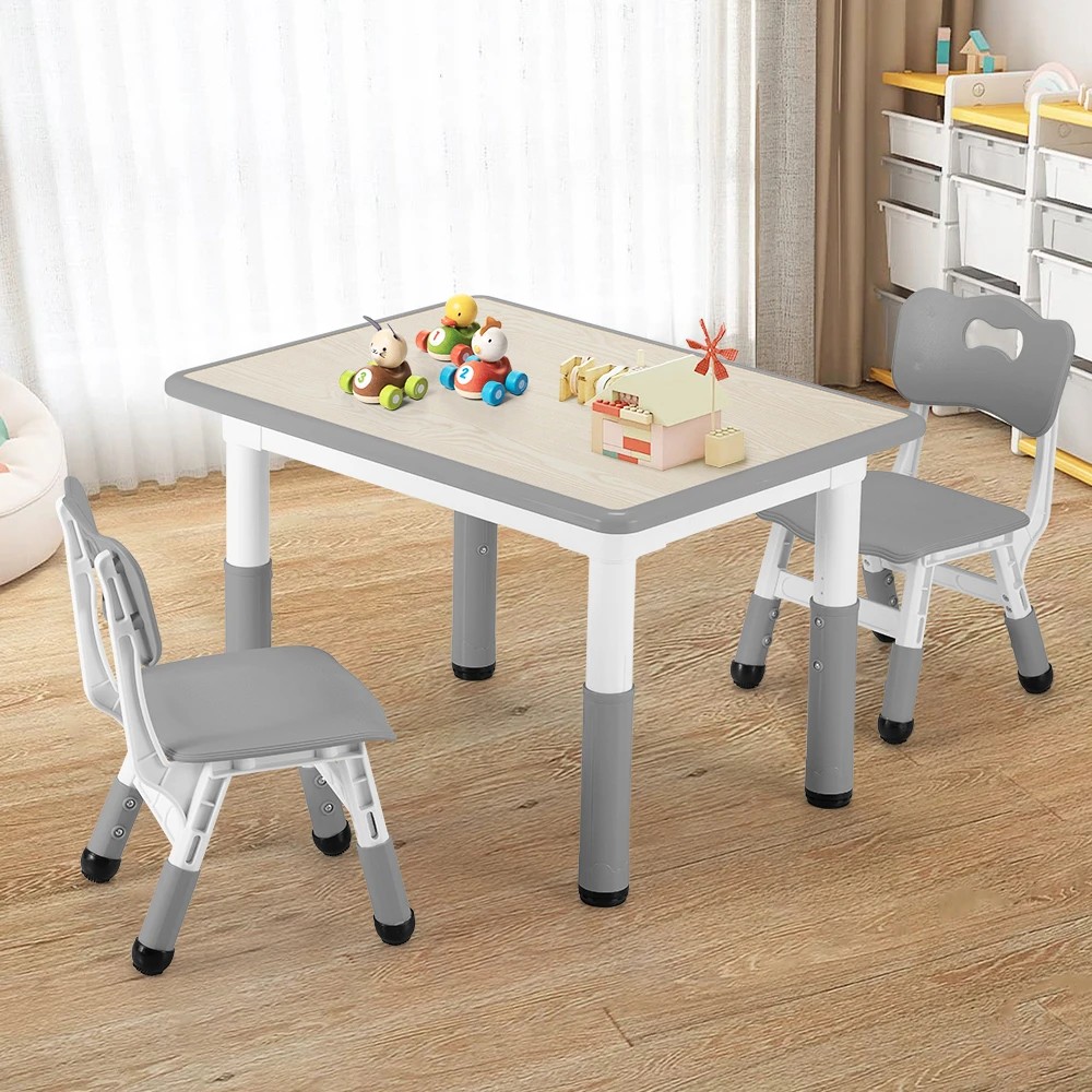 3 PlayPals Kids Table Chairs Set with Graffiti Desktop Height Adjustable - Grey, 3 of 4