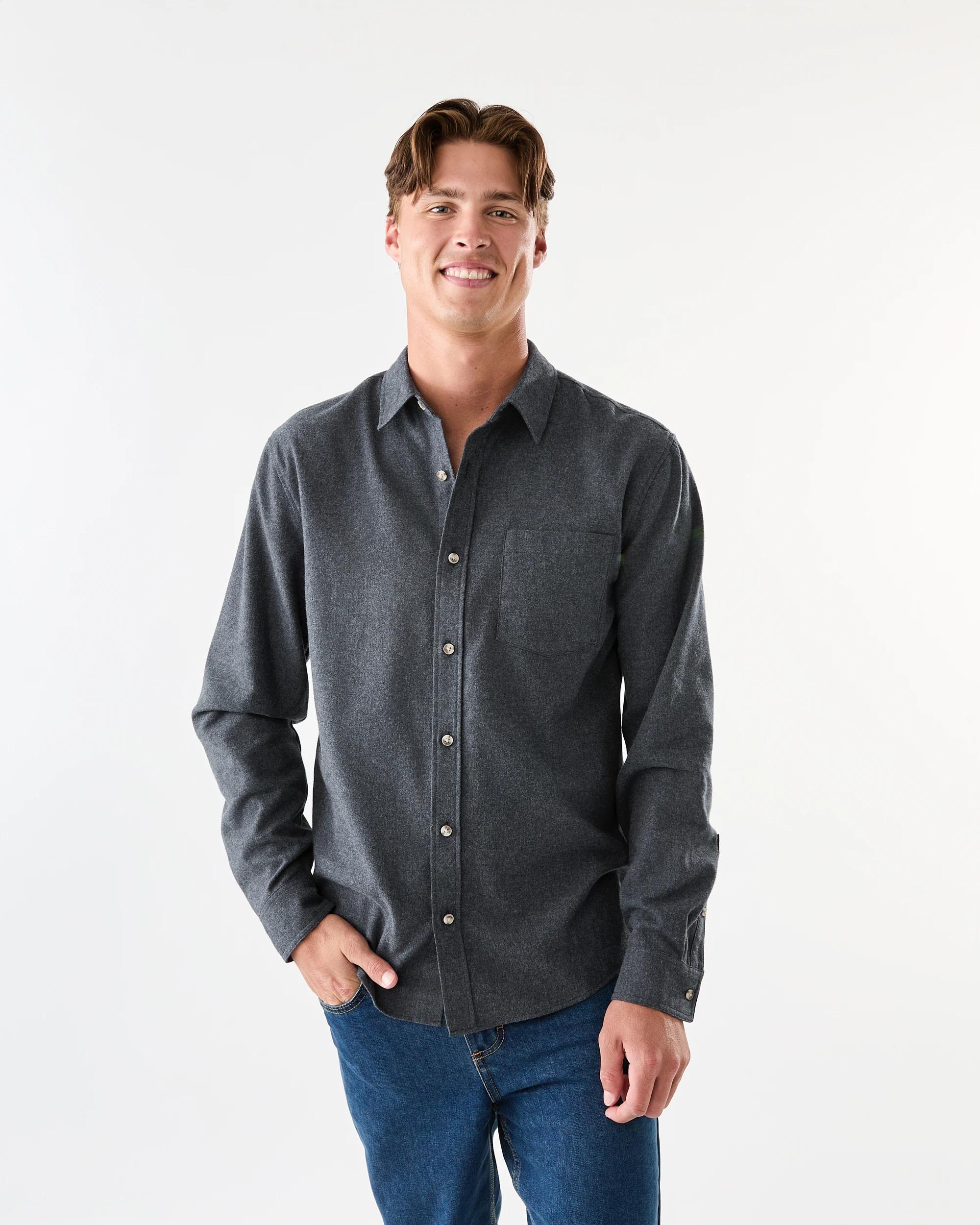 1 Long Sleeve Brushed Shirt Blu Marle, 1 of 8