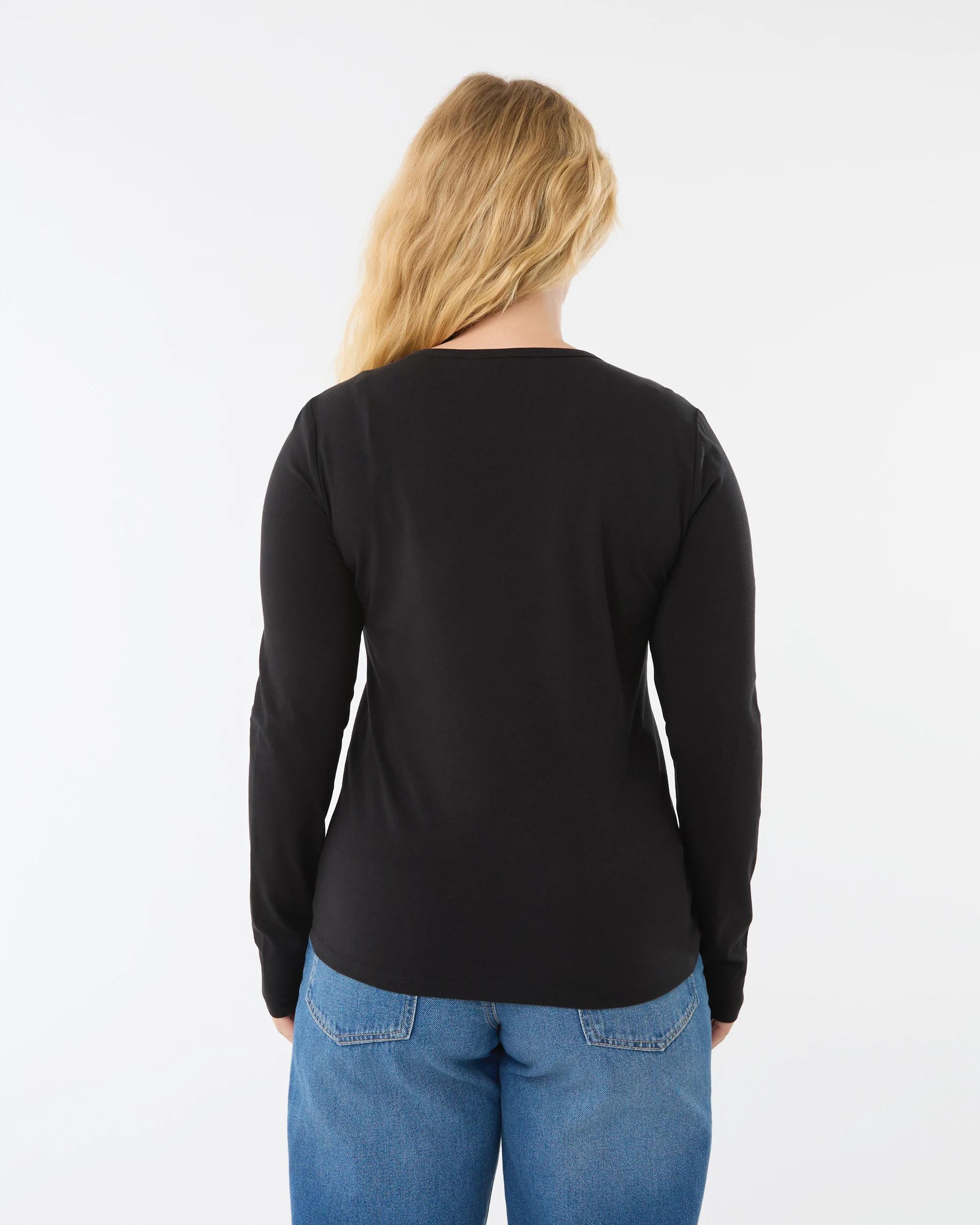 3 Long Sleeve Stretch Crew Neck T-shirt Black, 3 of 6