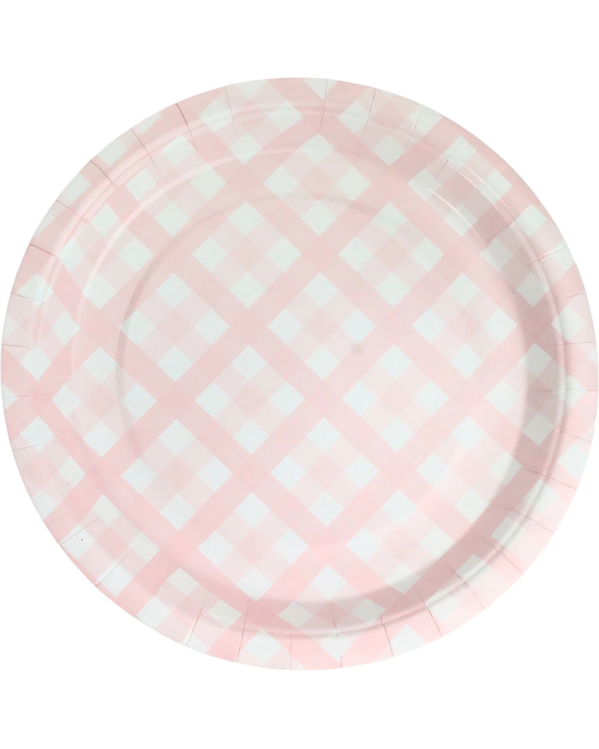 1 Amscan Pastel Pink Gingham Large Paper Plates Pack of 8 - Pink, 1 of 3