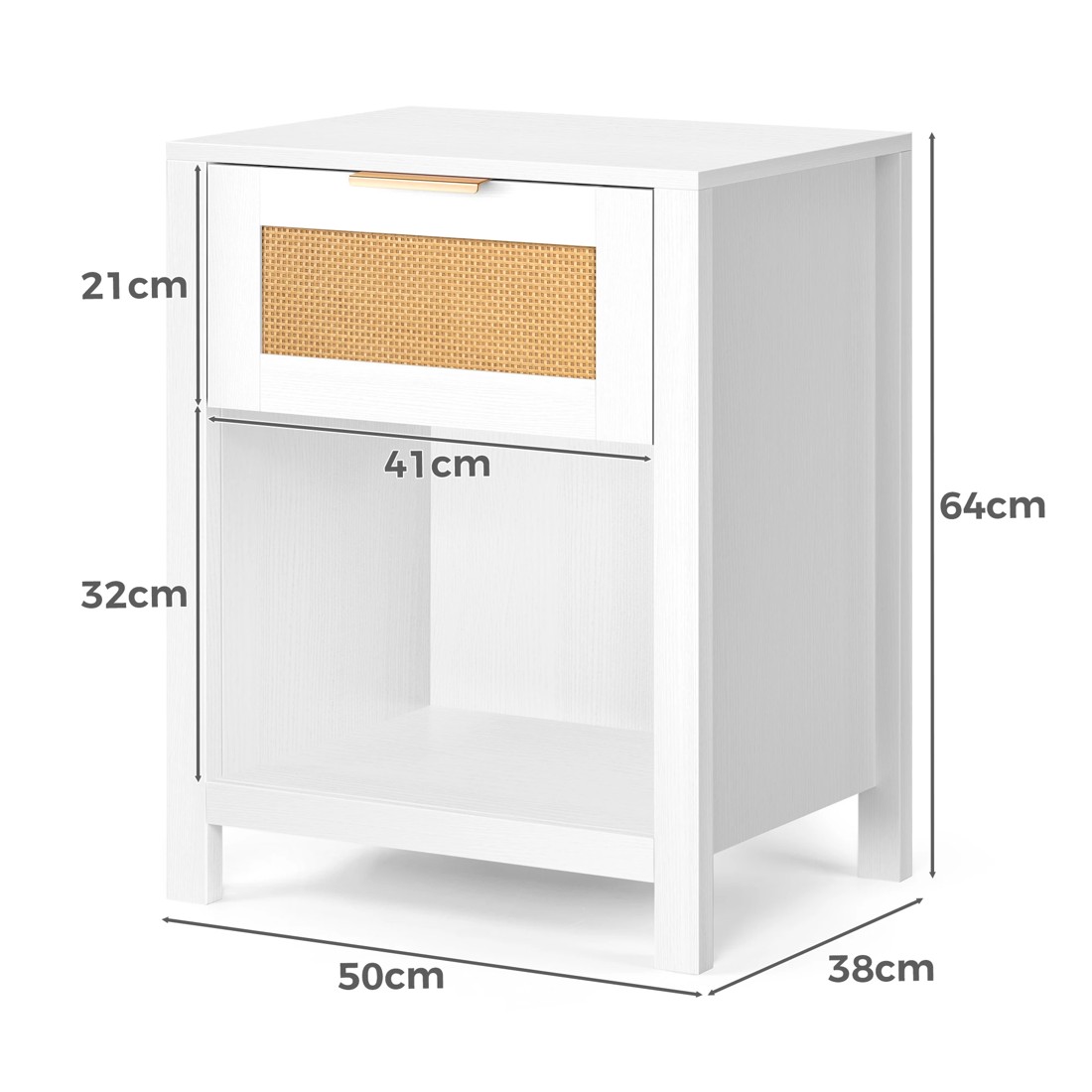 7 Alfordson Bedside Table Nightstand Side End 1 Drawer Storage Shelf - White, 7 of 10