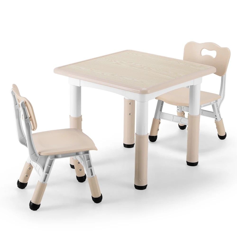 1 PlayPals Kids Table Chairs Set Height Adjustable Toddler Graffiti Desktop - Beige, 1 of 4