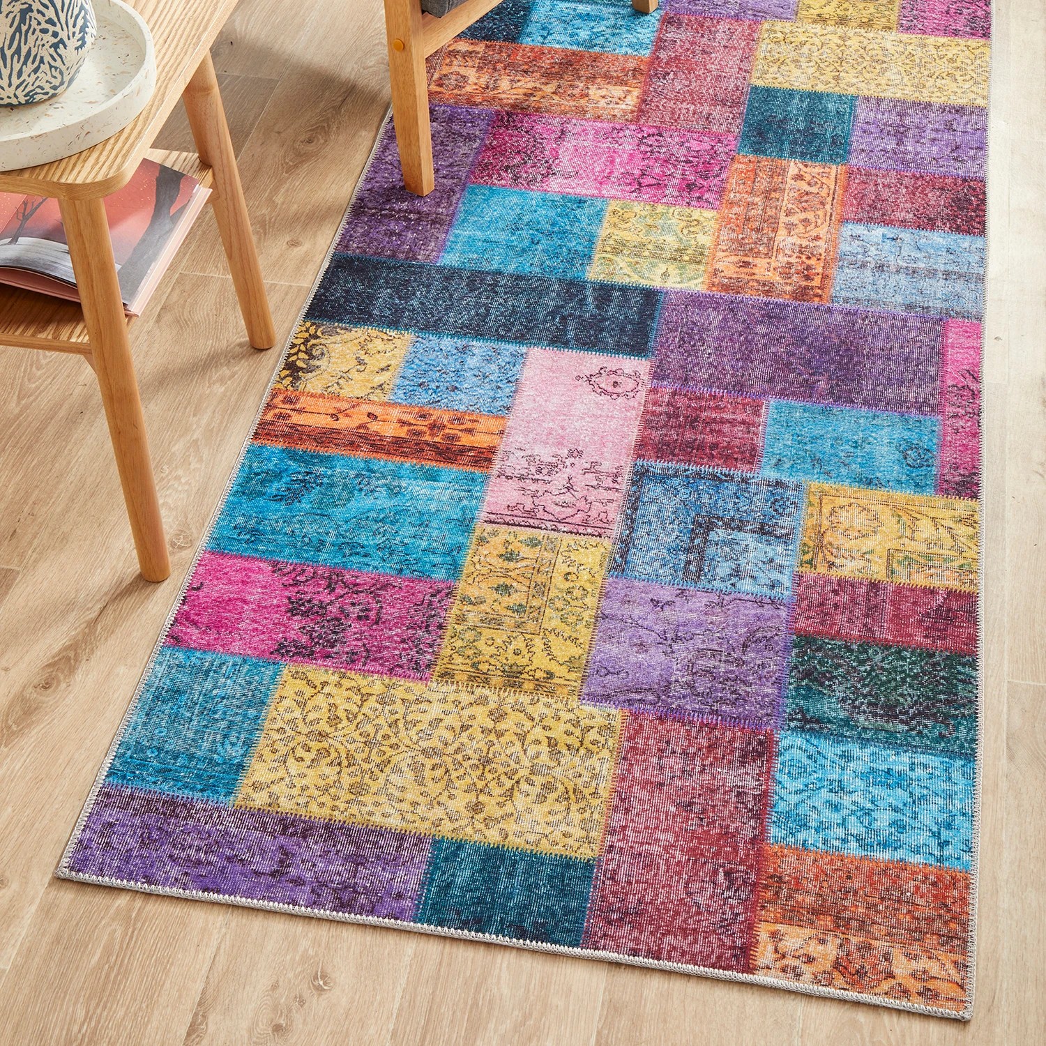 1 Common Ground Rugs Bazaar 167 400x80cm - Large Runner Rug - Blue, 1 of 9