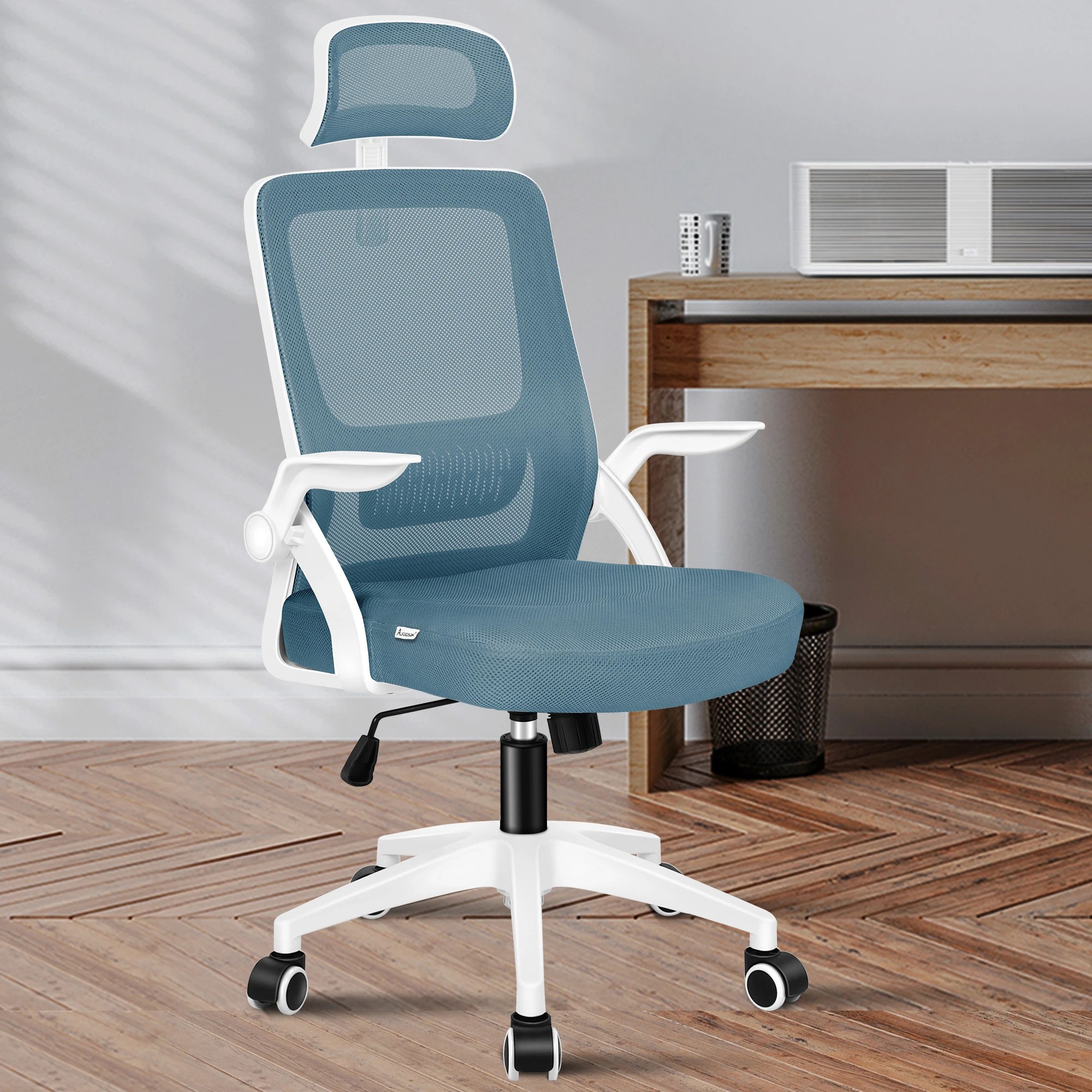 2 Alfordson Mesh Office Chair Executive Fabric Seat Tilt Gaming Computer - Blue, 2 of 10