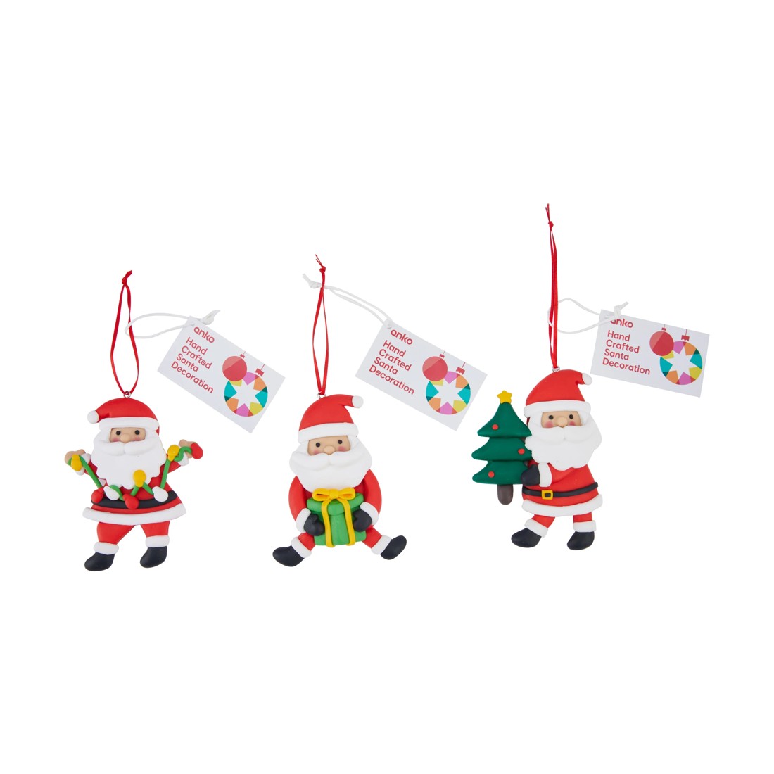 6 Hand Crafted Santa Decoration - Assorted, 6 of 6