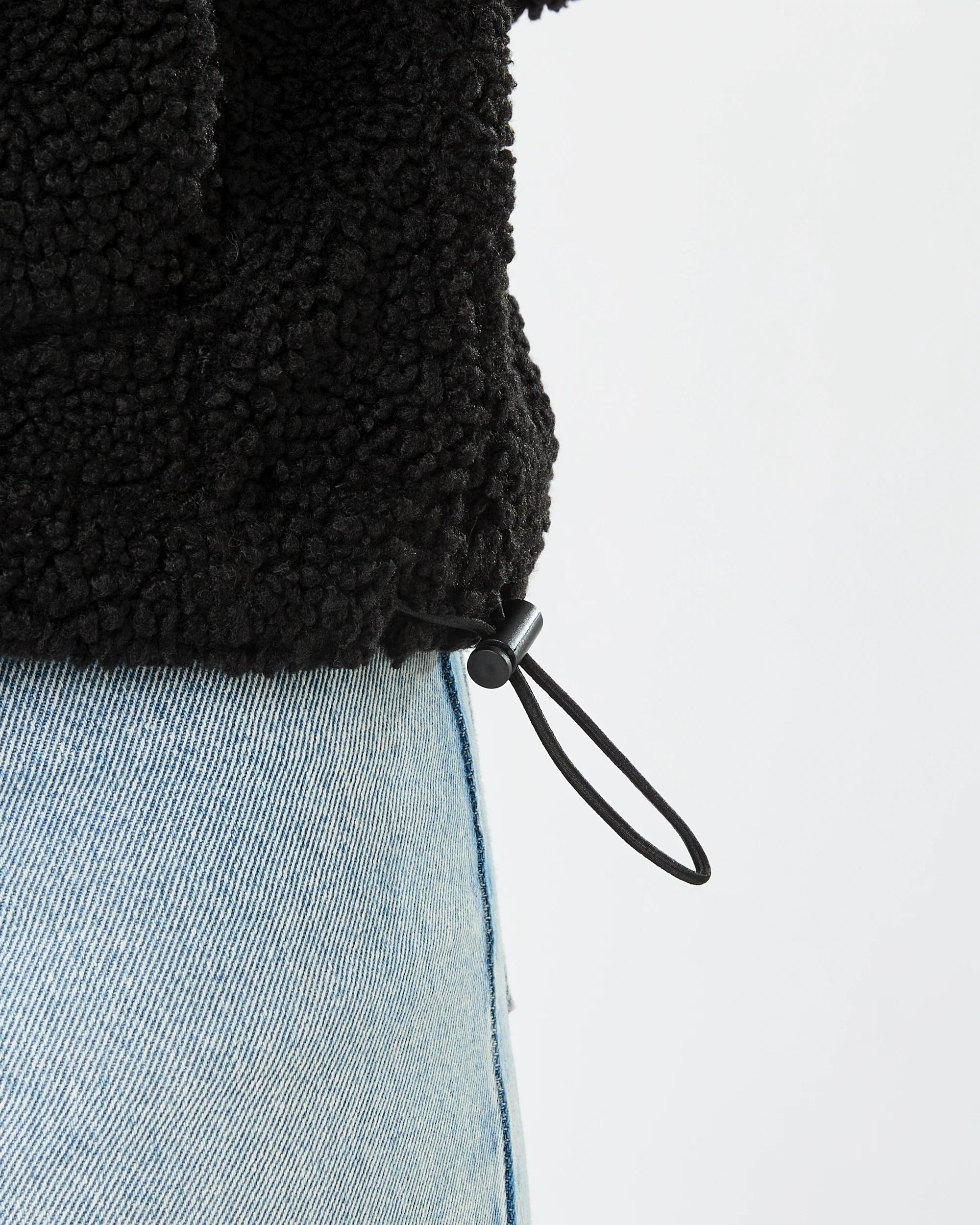 5 Long Sleeve Quarter Button Through Boucle Sweatshirt Black, 5 of 7