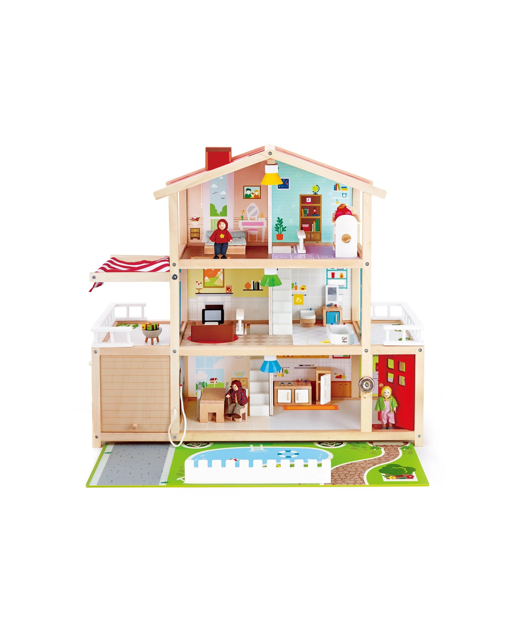 3 Hape 29pc 80cm Wooden Doll Family Mansion Kids Toy 3 Plus Years Interactive Playhouse - Natural, 3 of 8