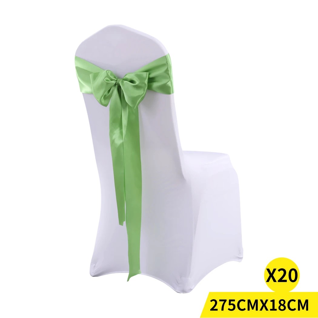 1 Traderight 20 Pcs Satin Chair Sashes - Green, 1 of 7