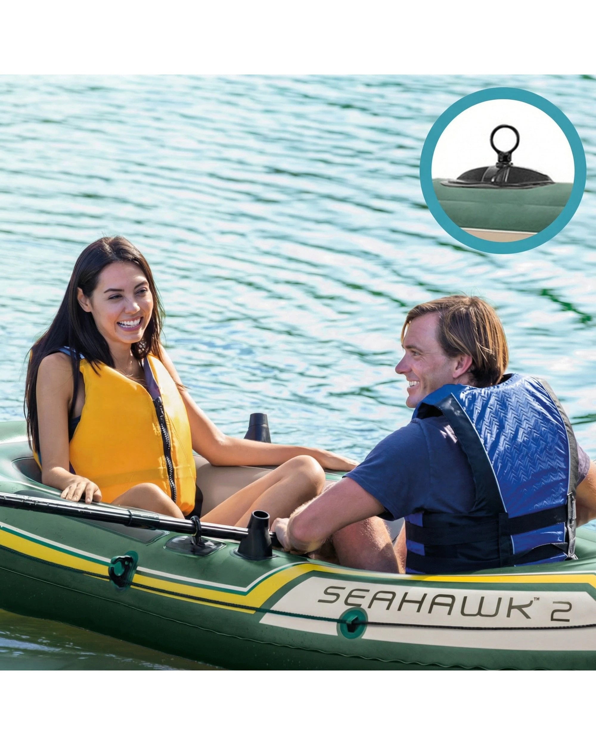 4 Intex Seahawk 2 Boat Set 68347NP Inflatable - Green, 4 of 10