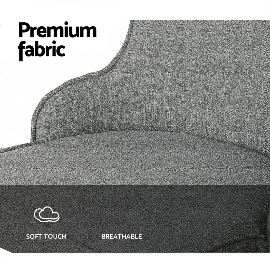 3 Artiss Dining Chairs Set of 2 Linen Fabric - Grey, 3 of 8