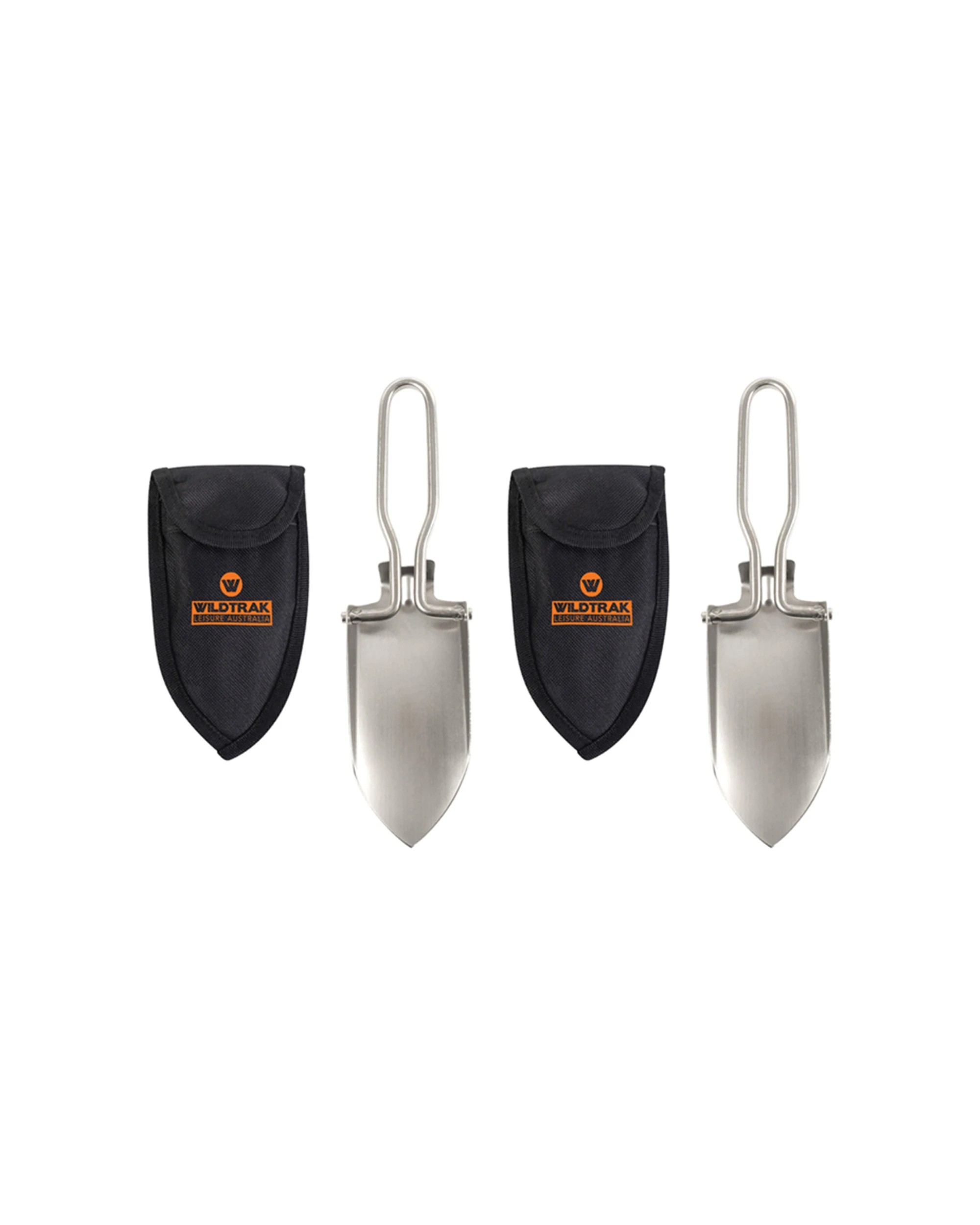 1 Wildtrak Camp Spade 2 Pack Folding Stainless Steel With Pouches - Silver, 1 of 3