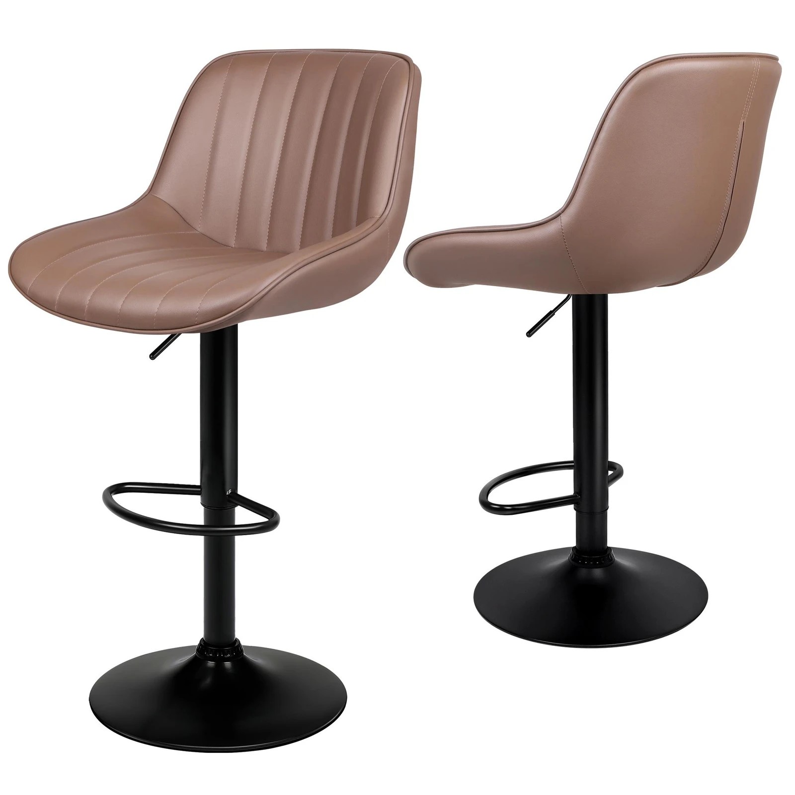 8 Alfordson 4x Bar Stools Gas Lift Leather Bar Chairs Kitchen Swivel Wendy - Brown, 8 of 10