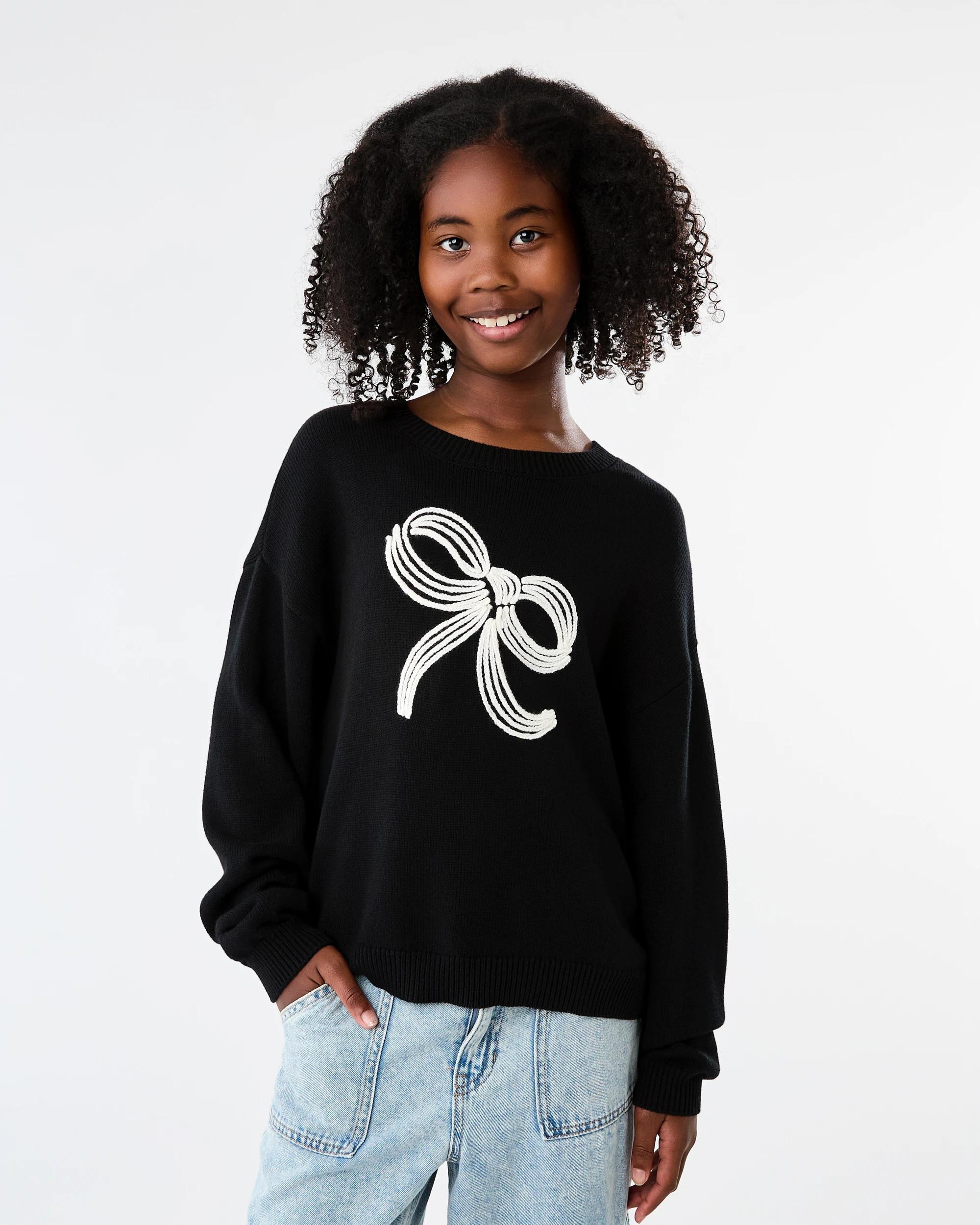 1 Cotton Jacquard Knit Sweatshirt Black, 1 of 8