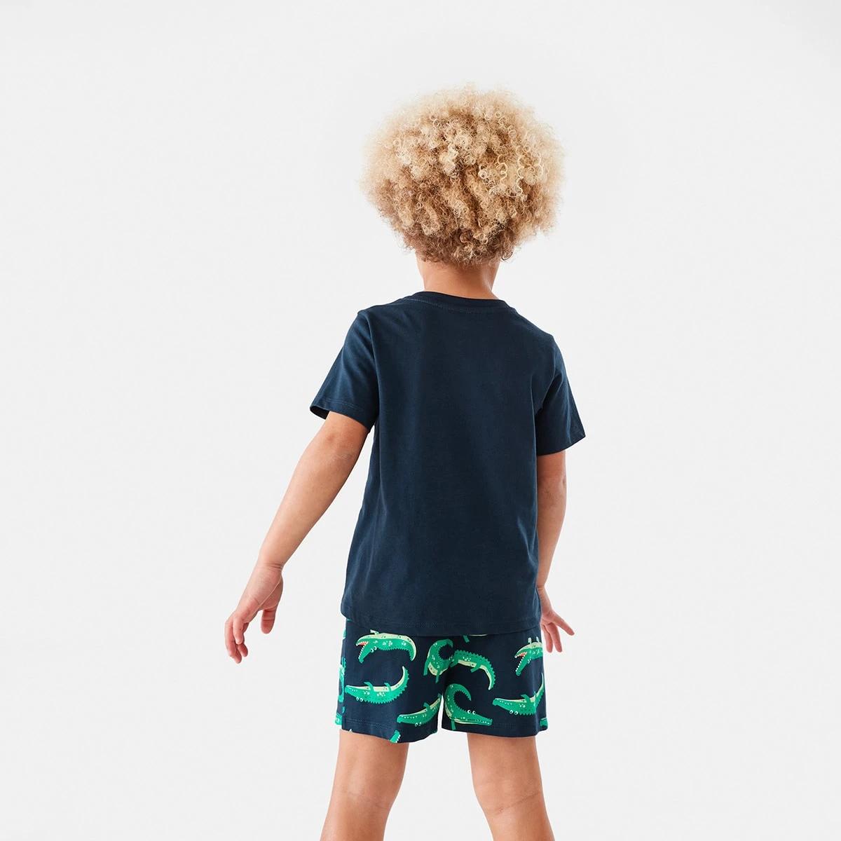2 Short Sleeve Jersey Knit Pyjama Set Crocdrsblu, 2 of 10