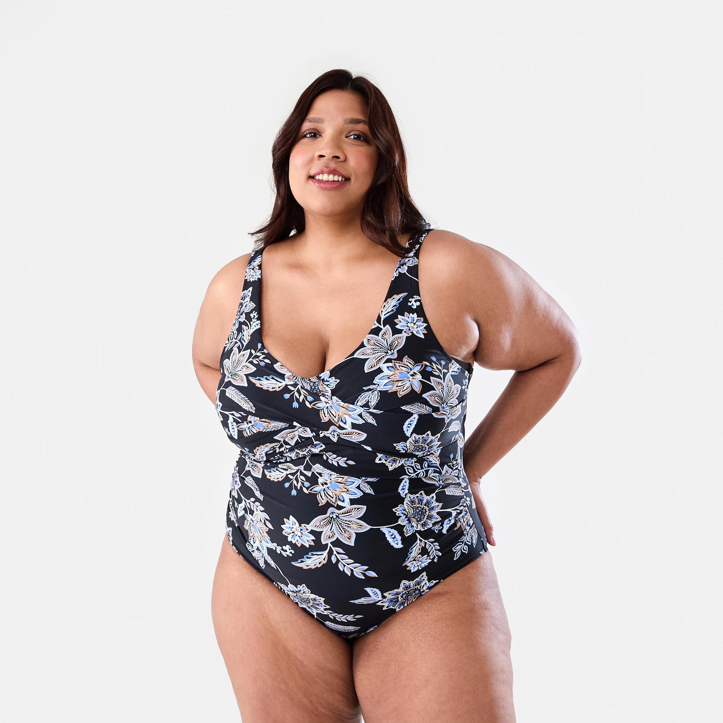 1 Curve Gathered One Piece Bather Blk Chintz, 1 of 6