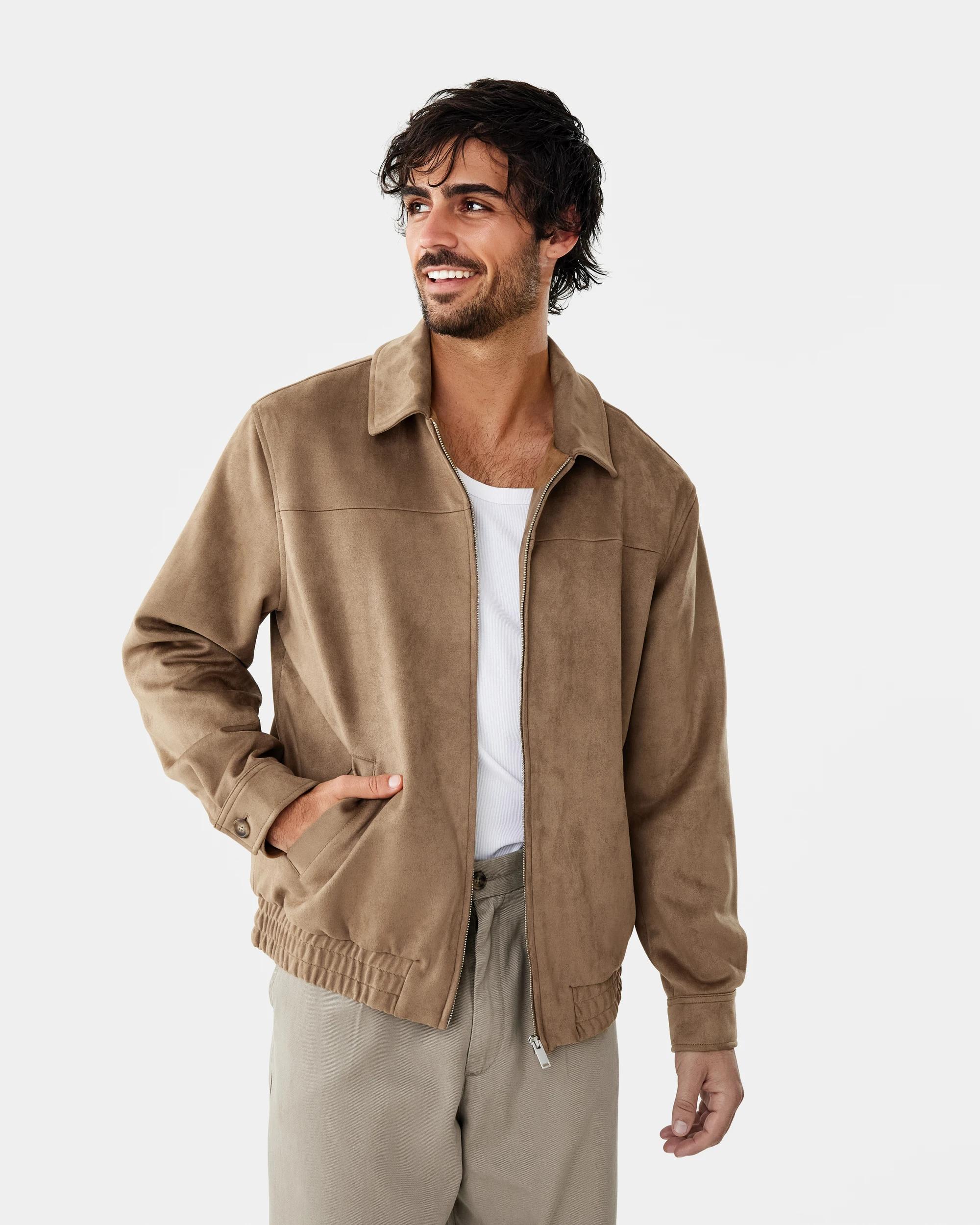2 Suedette Bomber Jacket Brn Clay, 2 of 10