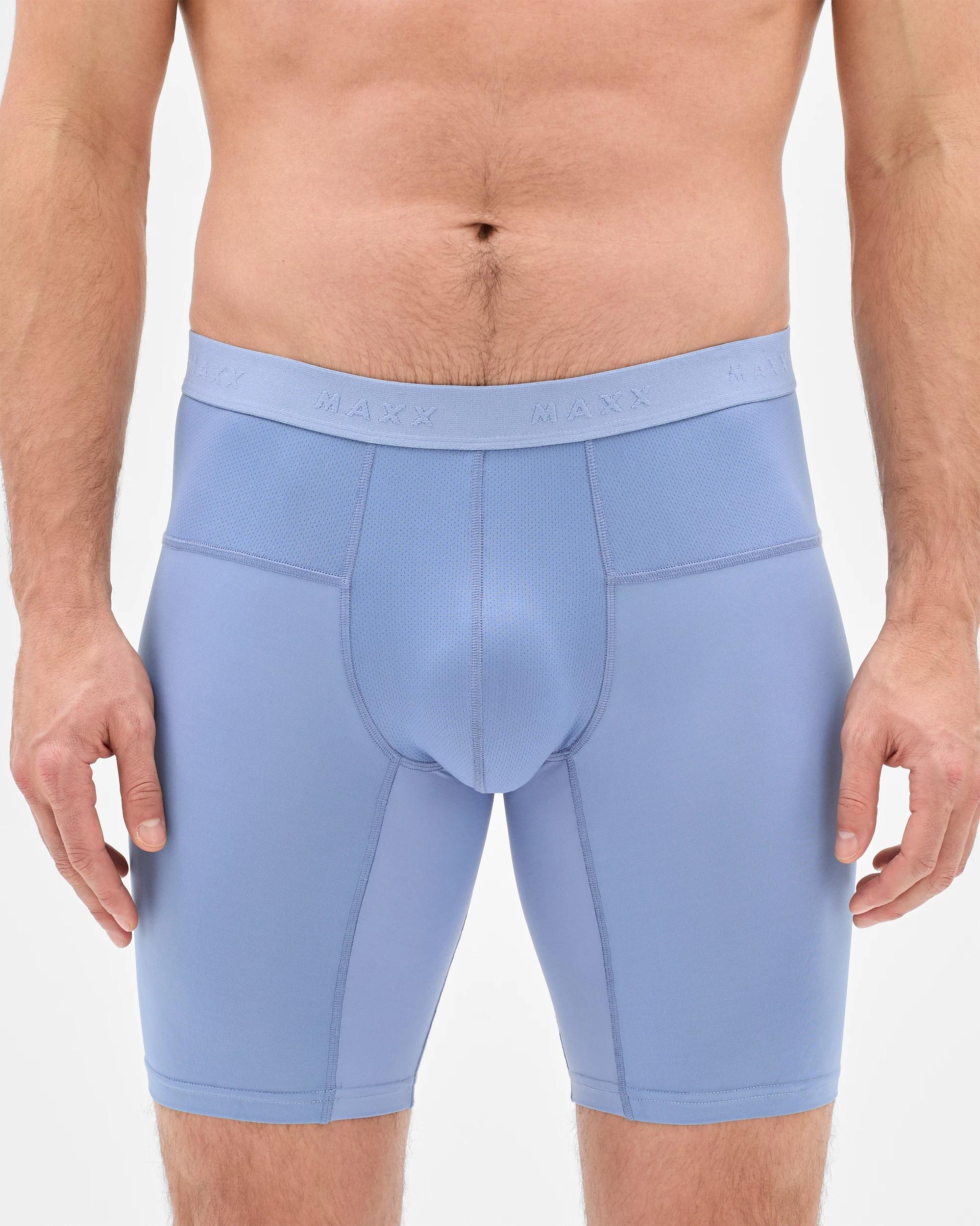 1 Mens Long Length Performance Trunks - Maxx STONEWASH BLUE, 1 of 3