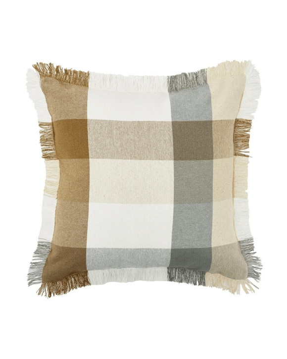 43cm Check Fringe Cushion