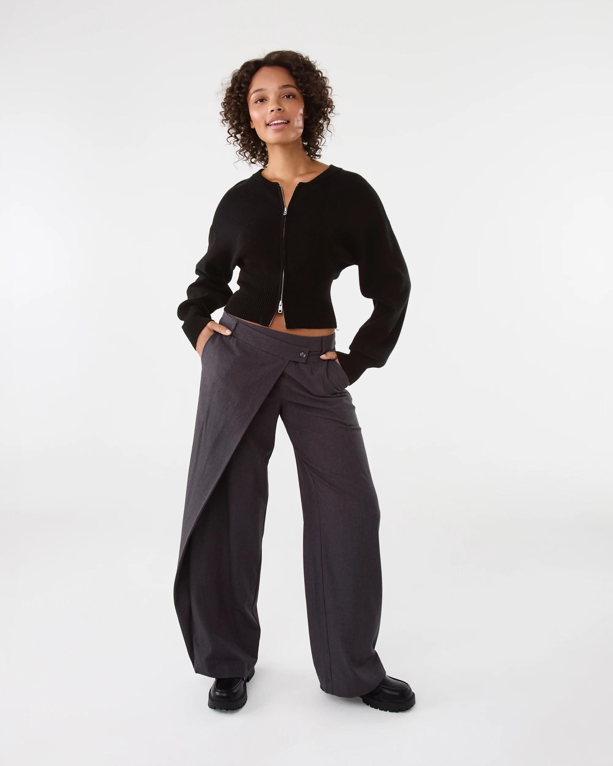 2 Zip Front Knit Cardigan Black, 2 of 8