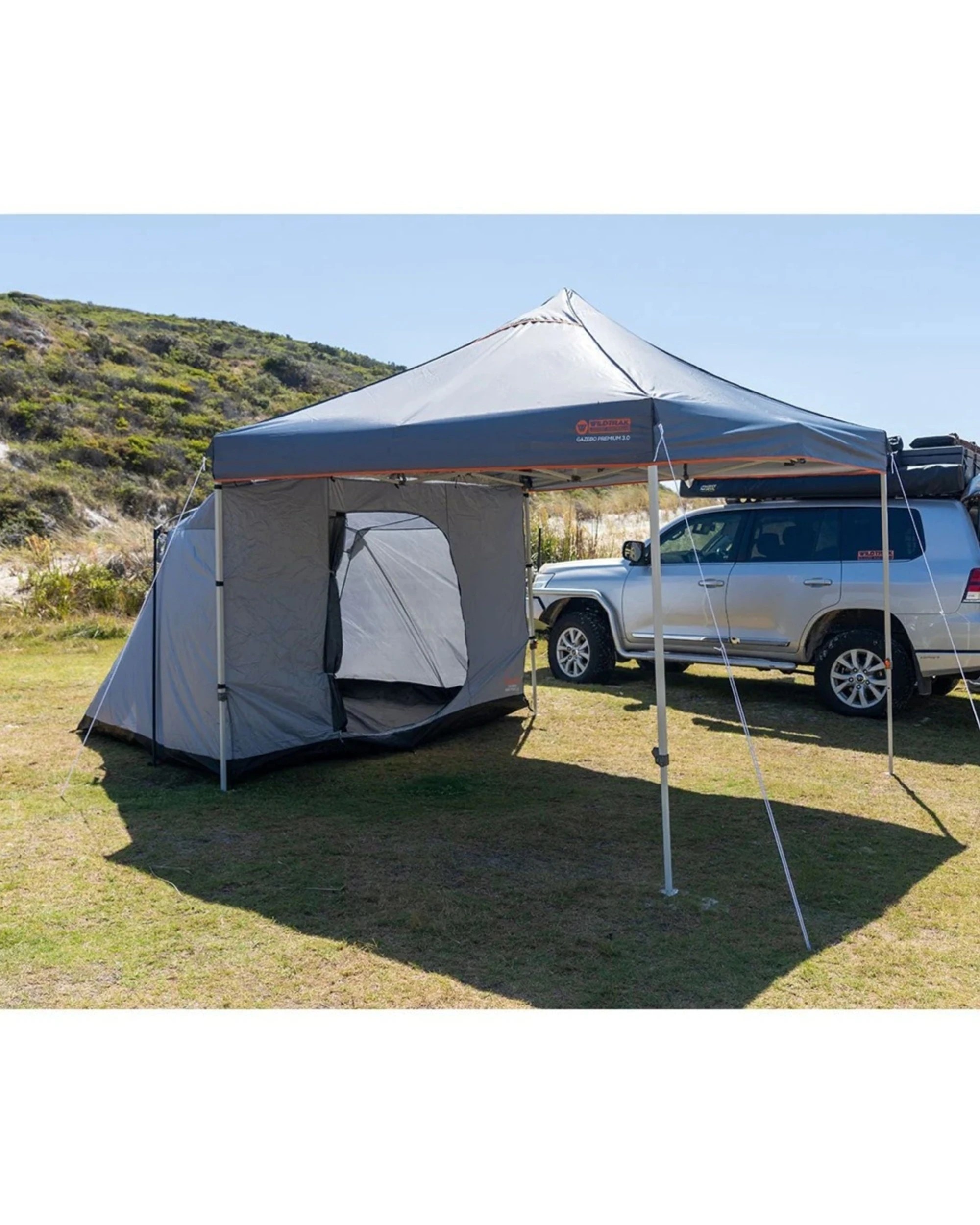 6 Wildtrak Side Tent 3.0 Outdoor Camping Shelter For 3m Gazebo Waterproof - Grey, 6 of 9