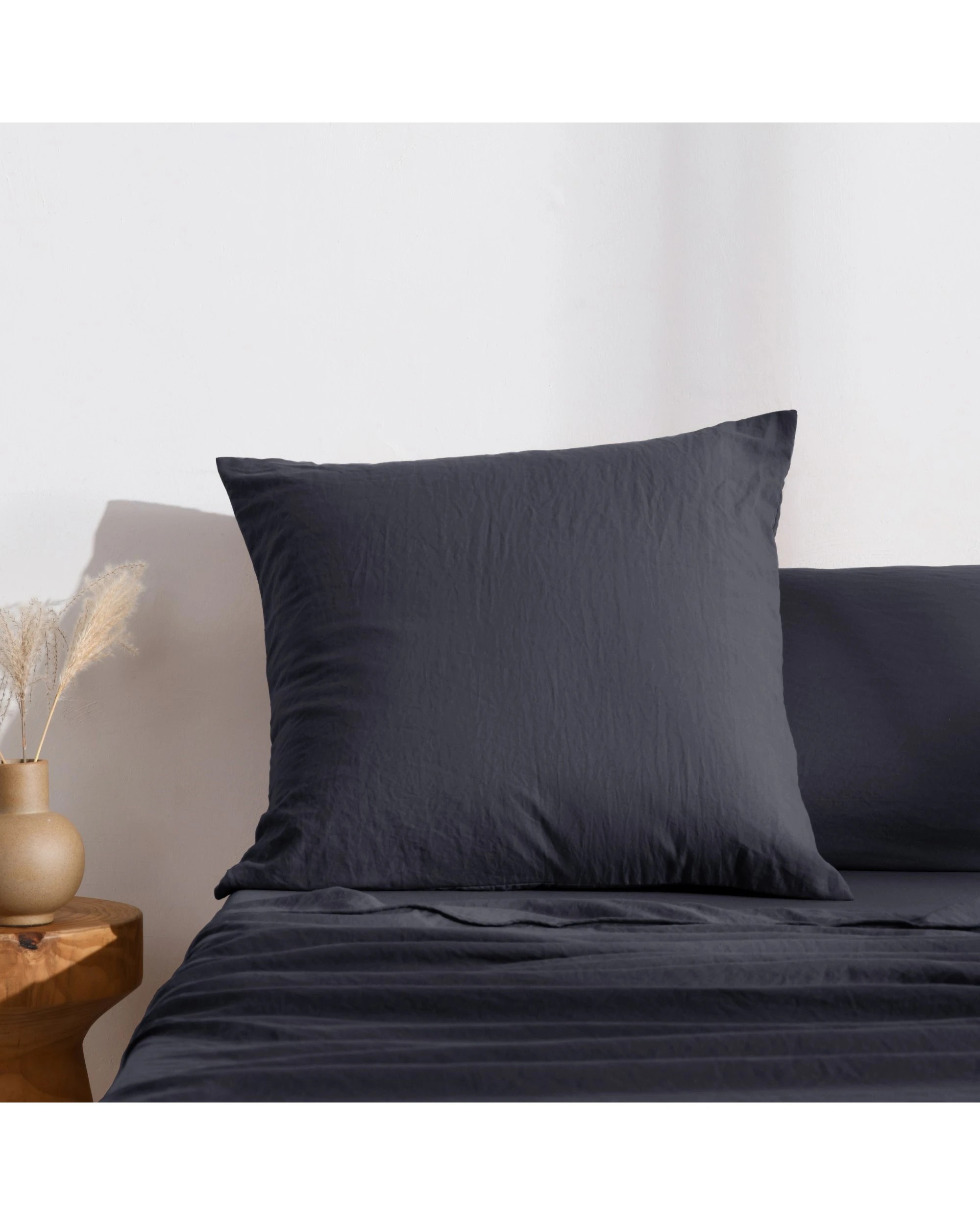 1 Dreamaker Superfine Washed Microfibre European Pillowcase - Navy, 1 of 5